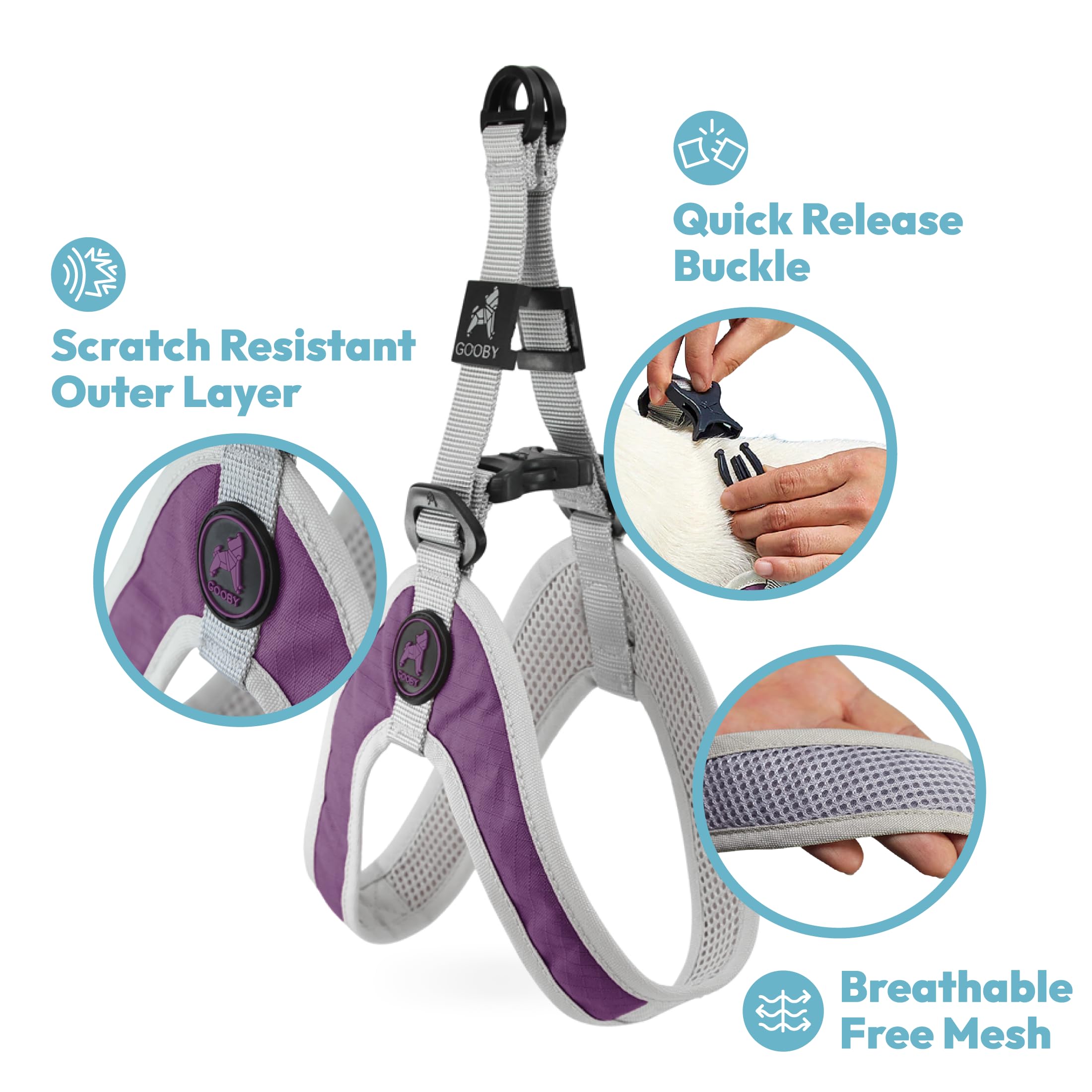 Gooby Simple Step In Iii Harness - Pink, X-Small - Small Dog Harness With Scratch Resistant Outer Vest - Soft Inner Mesh Harness For Small, Medium Dogs