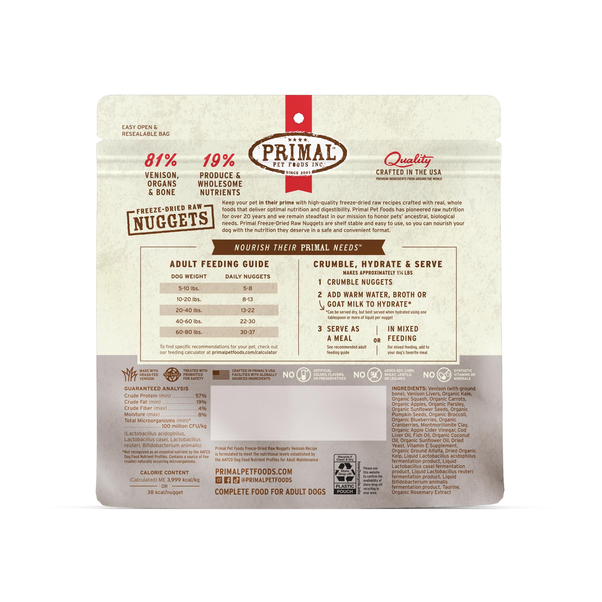 Primal Pet Foods Freeze Dried Cat Food- Venison 5.5Oz.