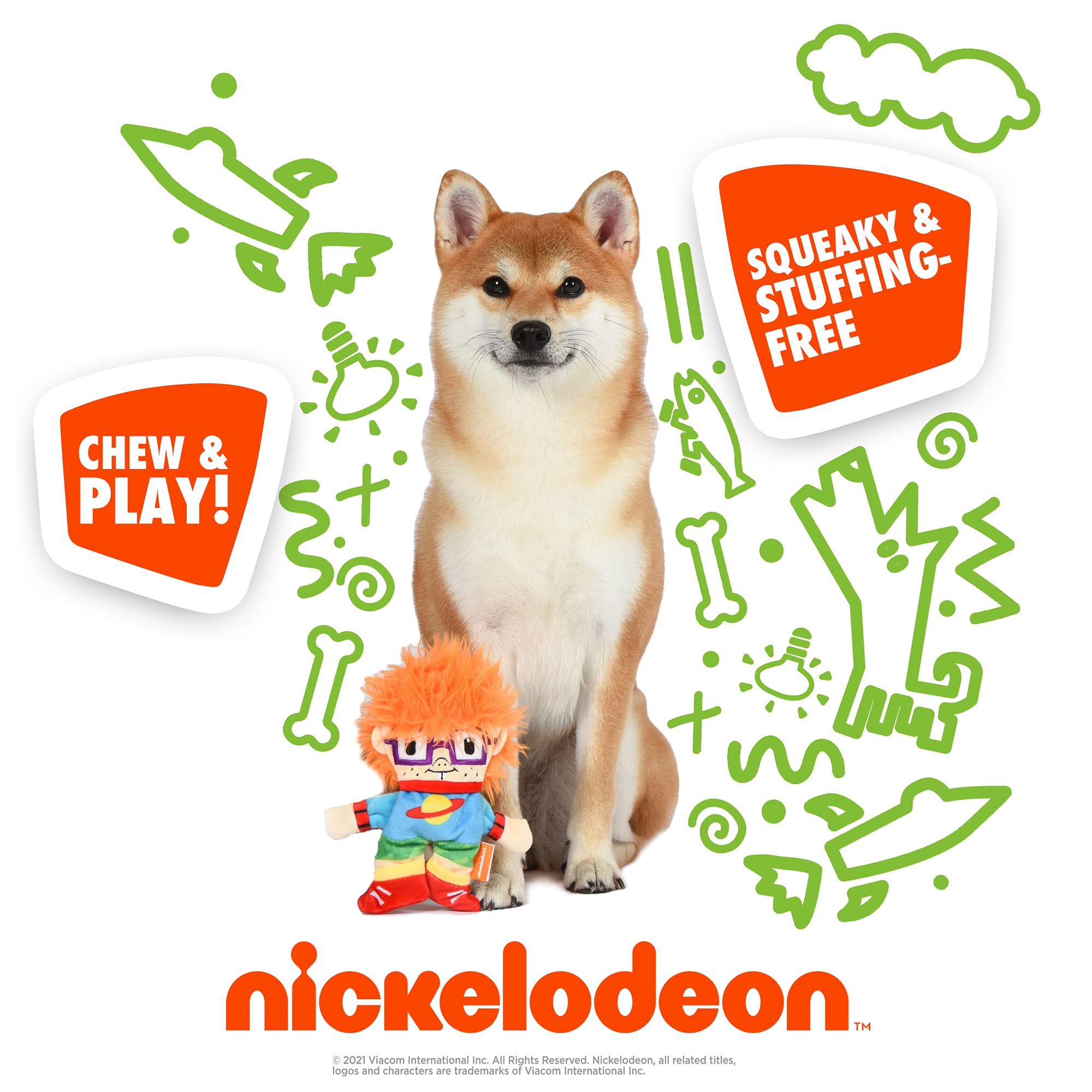 Nickelodeon For Pets Rugrats Chuckie Finster Flattie Plush Crinkle Dog Toy | 6 Inch Crinkle Toys For Dogs Nickelodeon Toys - Rugrats Toys For Dogs From Nickelodeon 90S | Small Plush Toys For Dogs