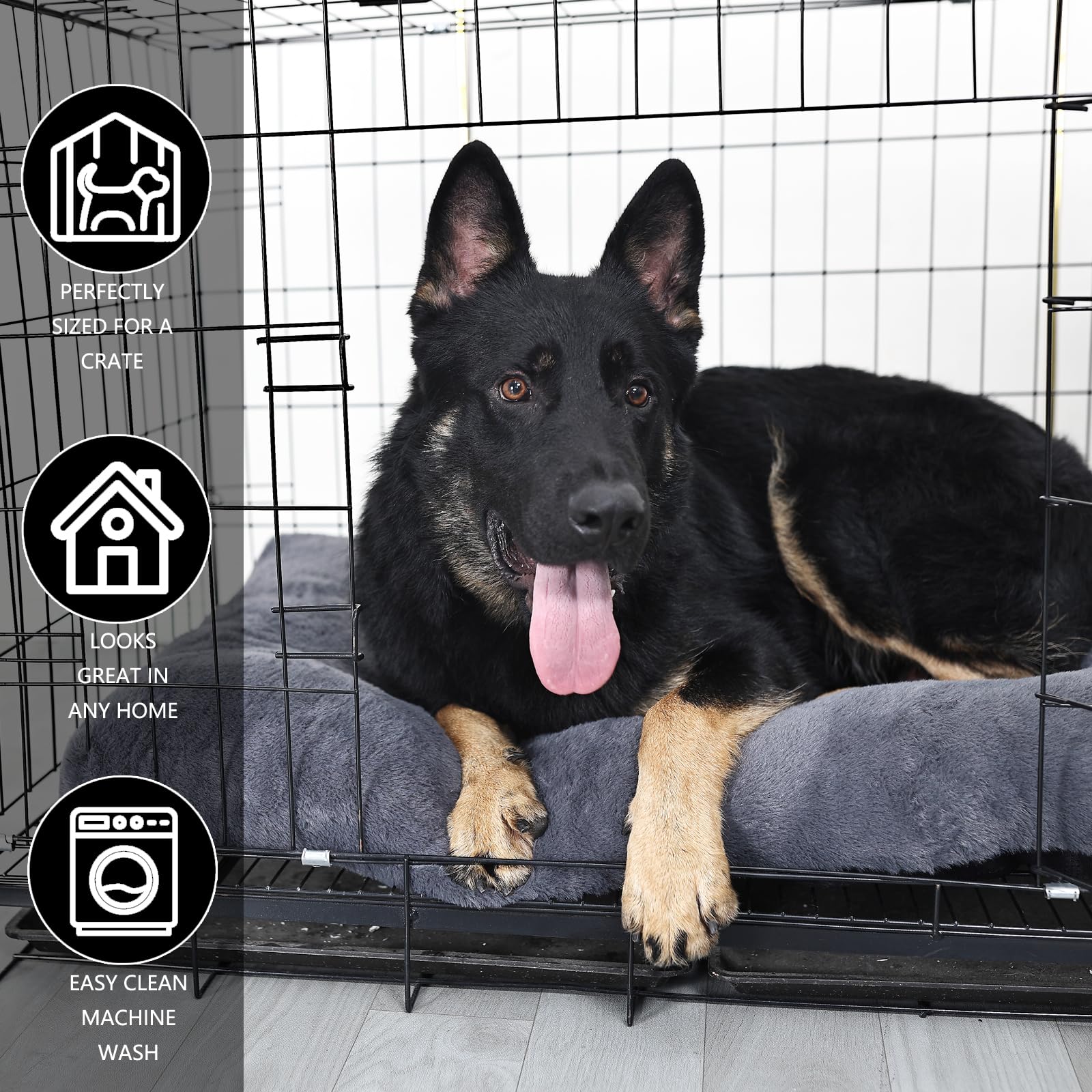 Nononfish 48 Inch Dog Crate Bed For Extra Large Dogs Washable With Anti-Slip Bottom Fit Metal Crates Or Cages,Faux Fur Xxlarge P