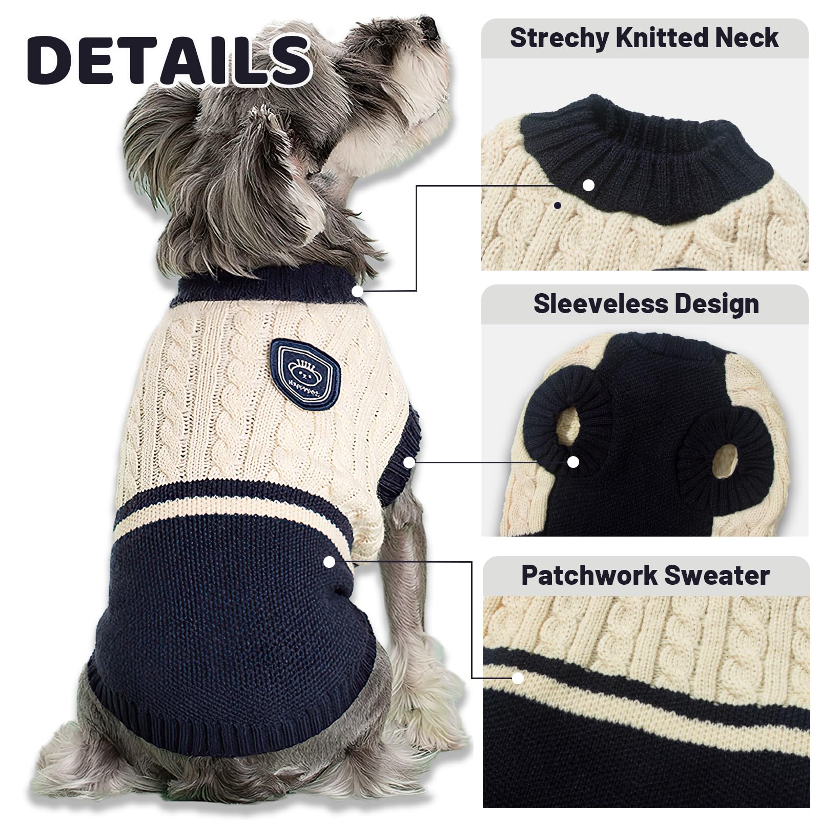 Preppy Puppy Sweater - Knitted For Small & Medium Dogs, Warm Winter & Fall, Girl & Boy Dog Clothes, Christmas Style