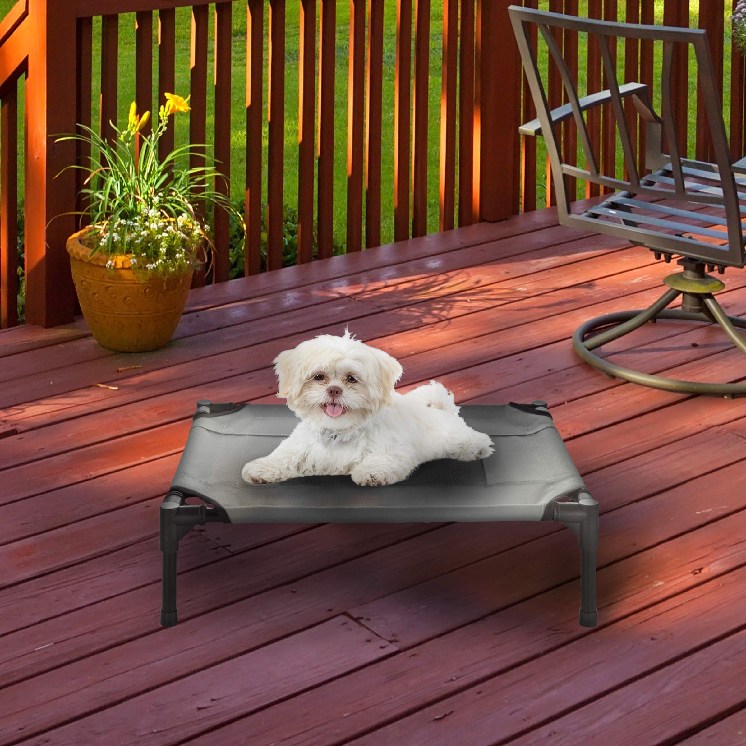 Petmaker Elevated Dog Bed - 24.5X18.5 Portable Bed For Pets With Non-Slip Feet - Indoor/Outdoor Dog Cot Or Puppy Bed For Pets Up To 25Lbs (Gray)