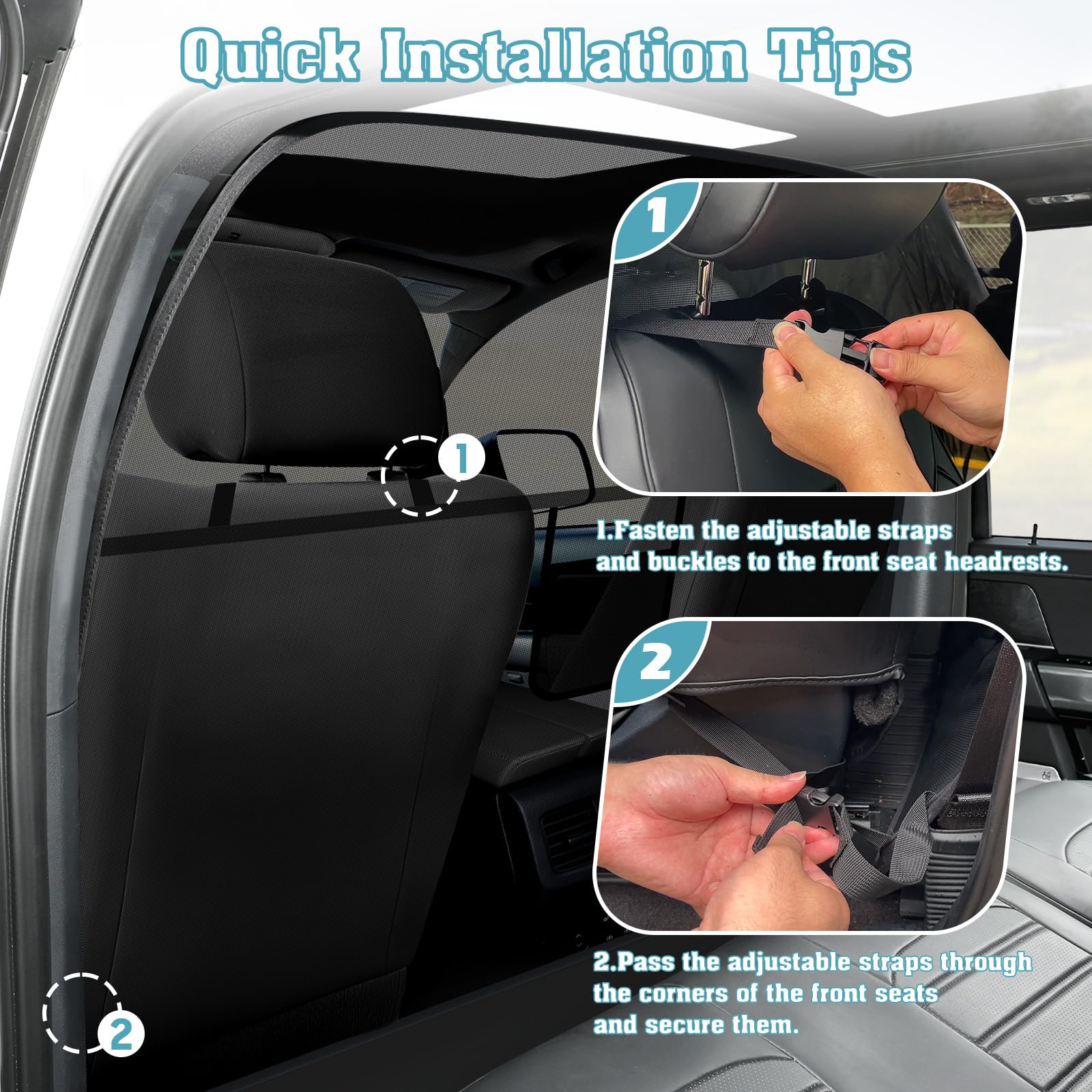 Mixsuper Dog Car Barrier, 51.2'' Wide, Compact Crossover And Sedan, One-Piece Escape-Proof Back Seat Mesh Dog Car Net Barrier Bl