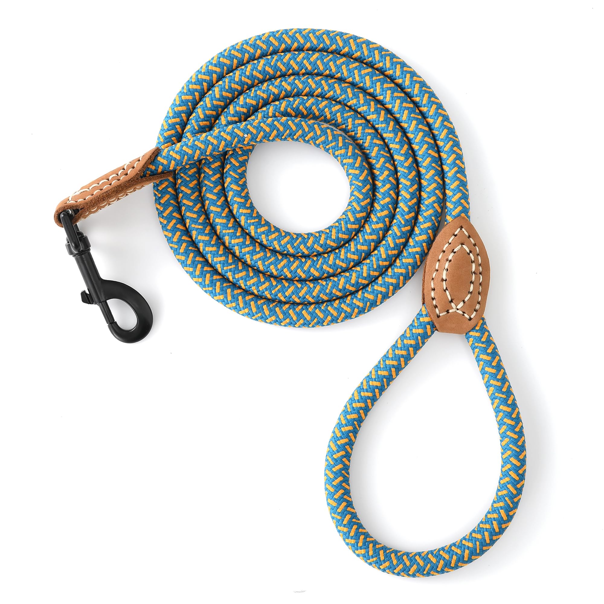 Mile High Life Rope Leash With Genuine Leather Connection, 6 Ft/5 Ft/4 Ft, Heavy Duty Dog Leash For Medium & Large Dogs (Peacock