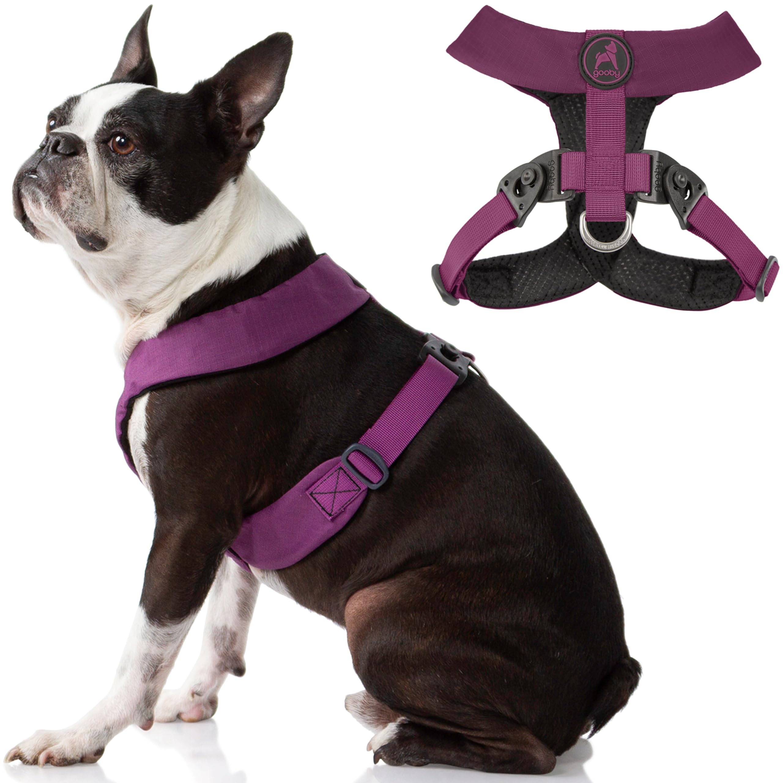 Gooby Comfort X Harness - Purple, Small - No Pull Dog Harness with Rotational Buckles and Patented Choke-Free X Frame