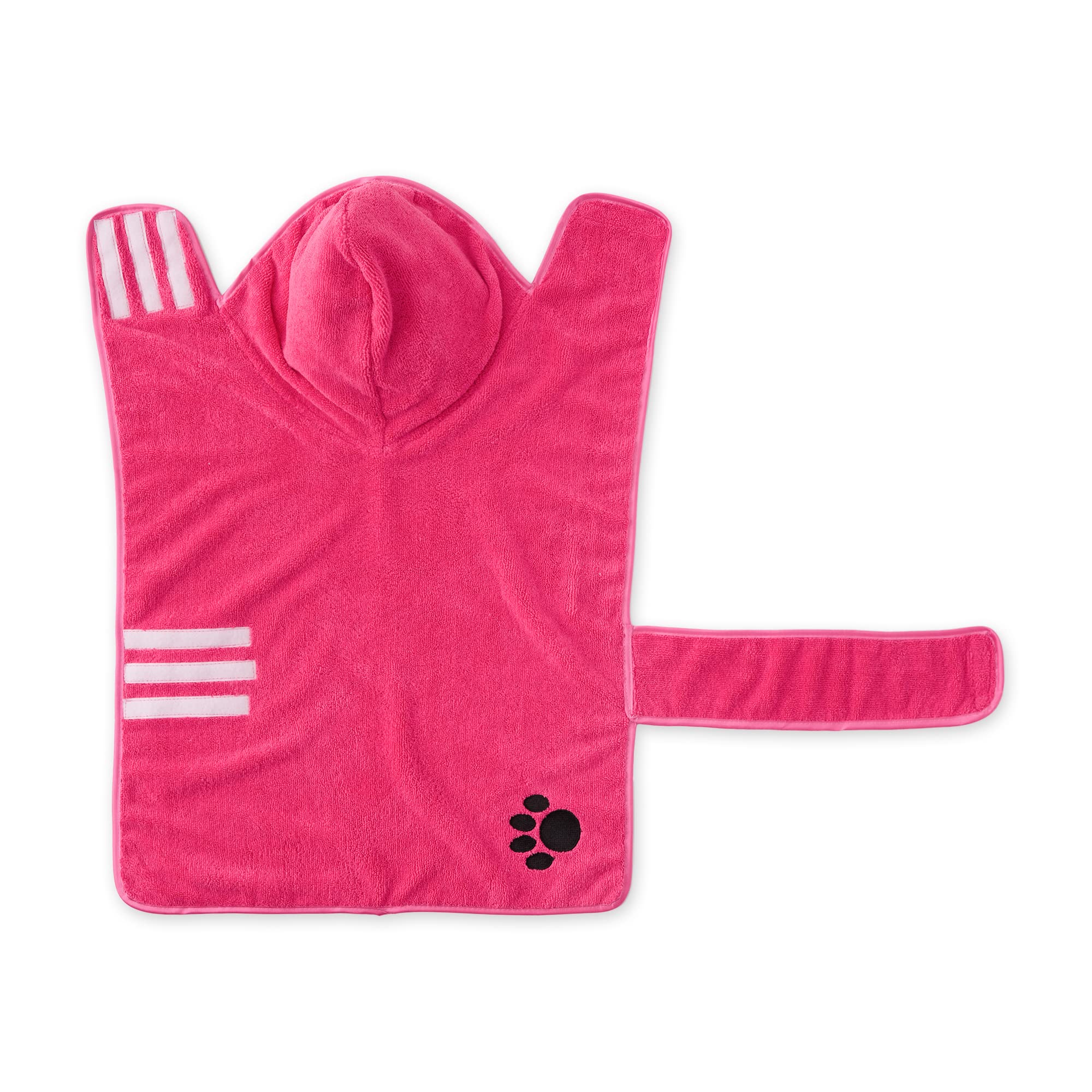 Bone Dry Pet Robe Collection, Embroidered Absorbent Microfiber Bath Robe with Adjustable Closure, for Dogs & Cats, Large, Raspberry Sorbet