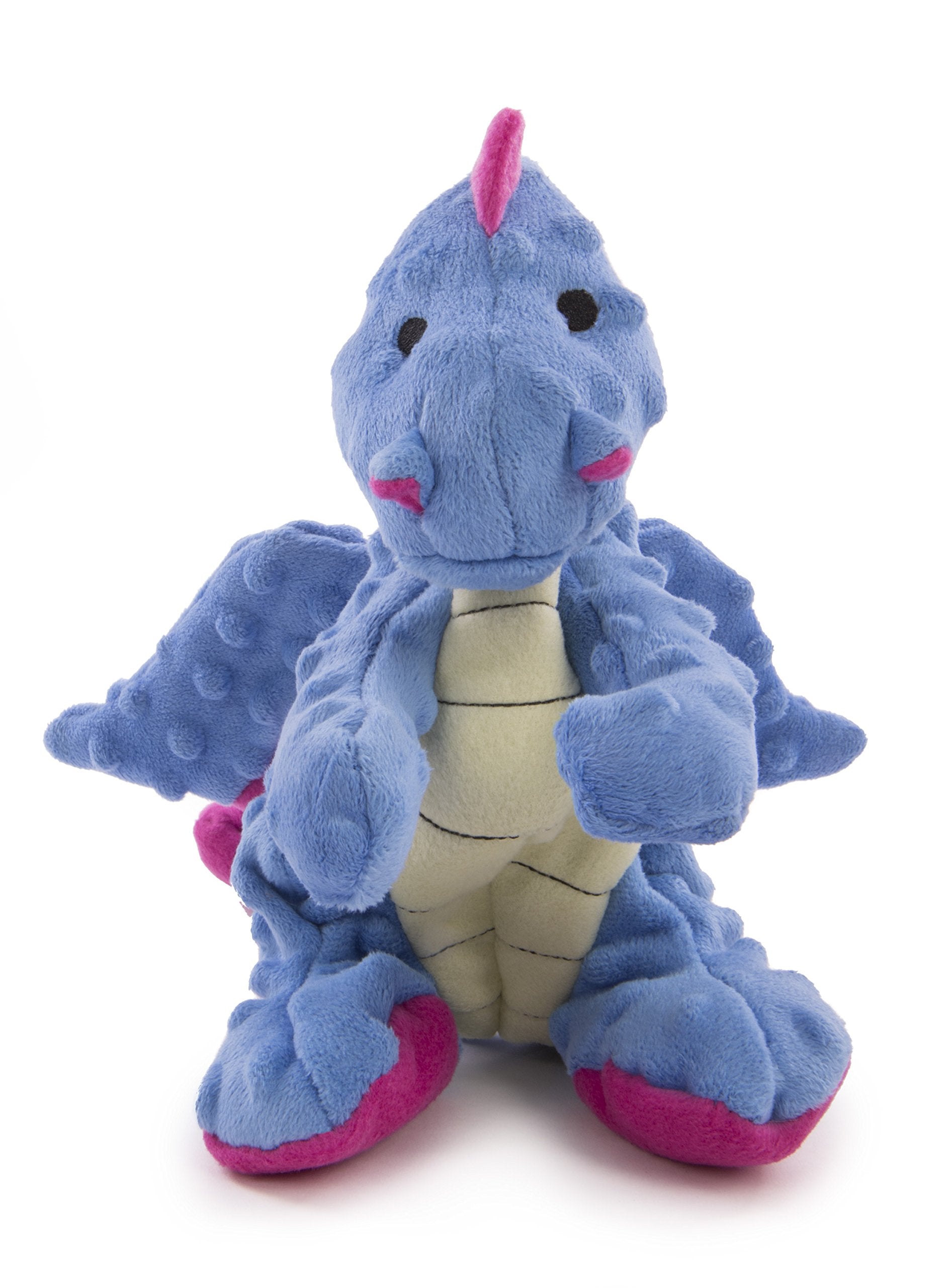 goDog Bubble Plush Dragons Squeaky Dog Toy, Chew Guard Technology - Periwinkle, Large