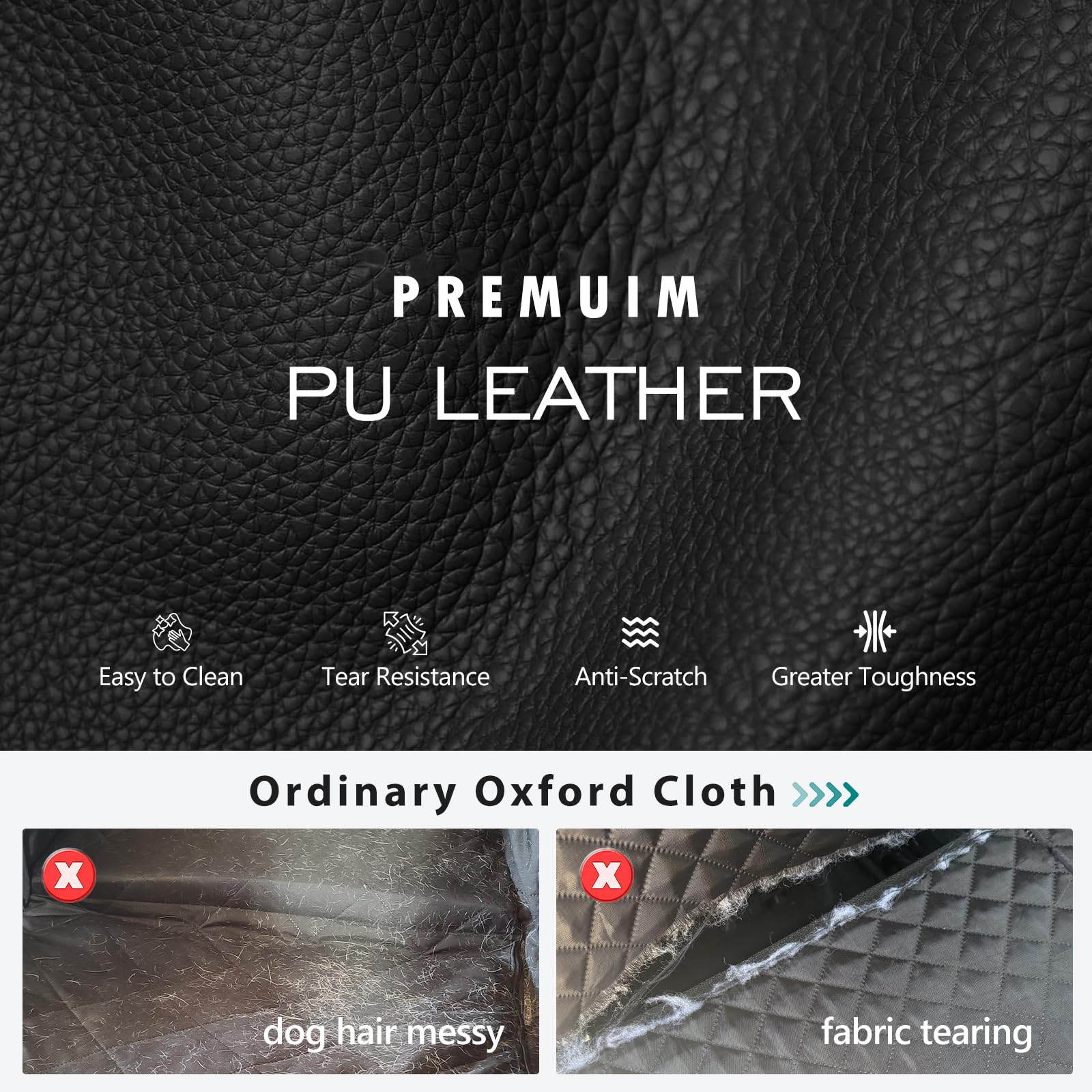 Back Seat Extender For Dogs Upgraded Anti-Scratch Pu Leather, Hard Bottom Dog Car Seat Cover For Back Seat, Backseat Extender Fo