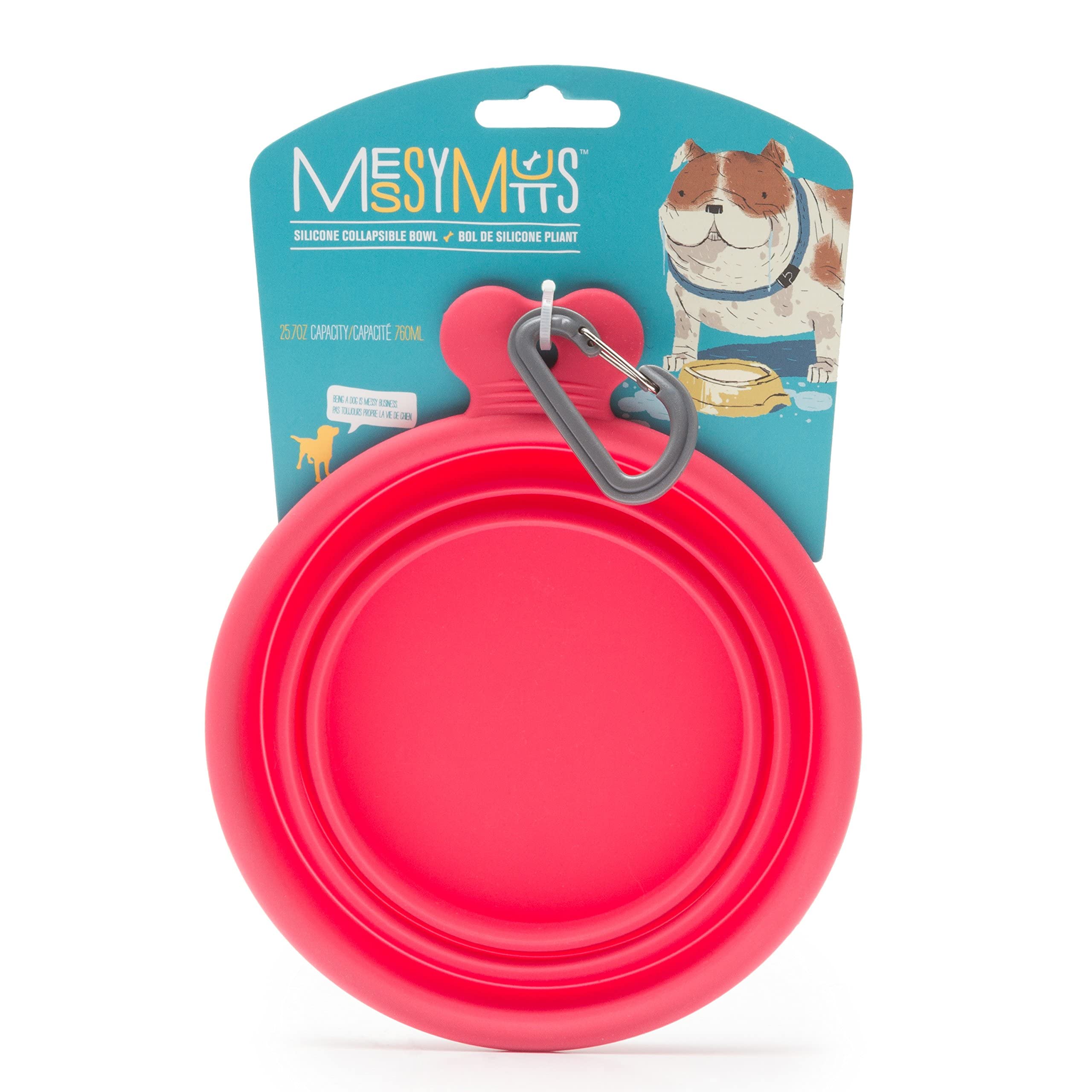 Messy Mutts Dog Collapsible Bowl Red 1.5 Cup
