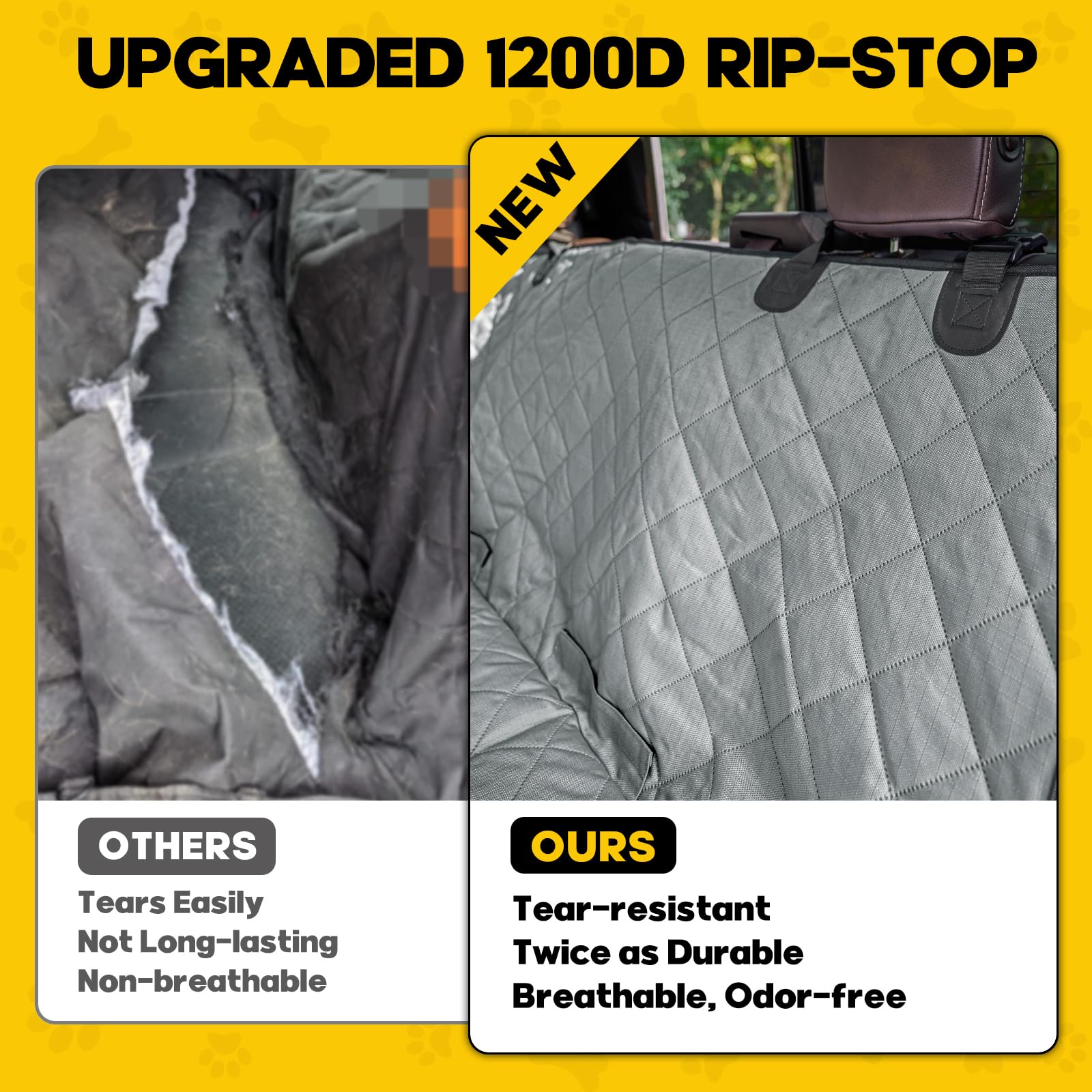 Enonci Upgrade Tough 1200D Rip-Stop Dog Truck Seat Cover For Back Seat, Anti-Scratch Waterproof Car Back Seat Extender For Dogs
