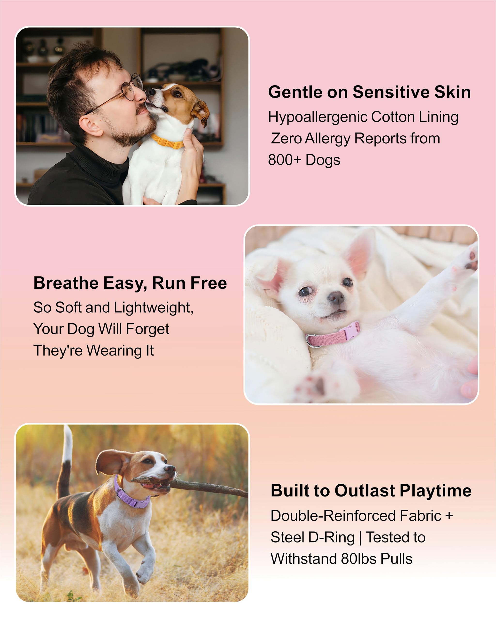 Dynmeow Soft And Breathable Cotton Dog Collar, Durable Adjustable Female Girl Pet Collar With Quick-Release Buckle, Lightweight