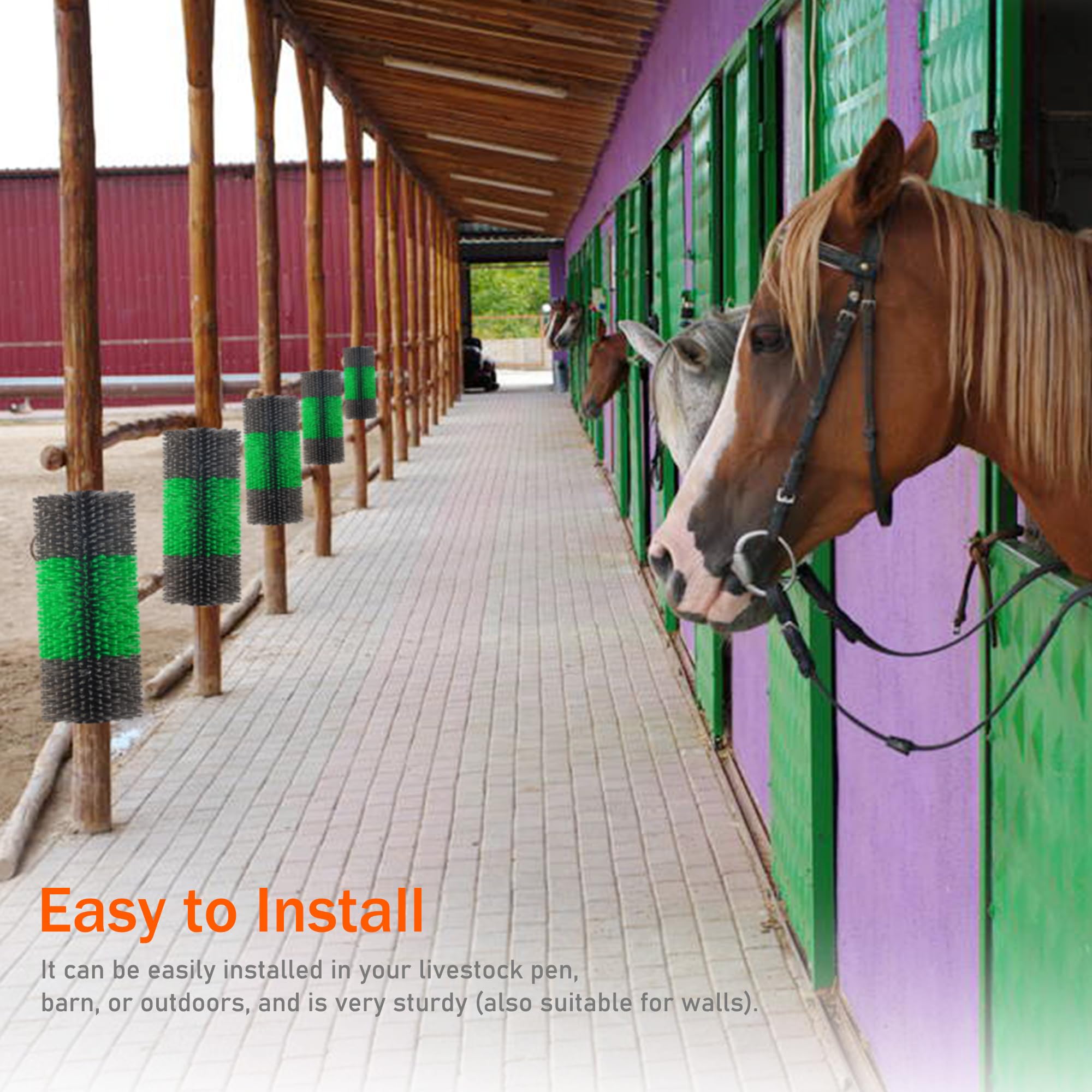 Kunbeien Livestock Scratch Brushes, 2Pcs, Horse Scratcher Full Massage Brush Kit, Relieves Back Itching For Livestock, Horses, C