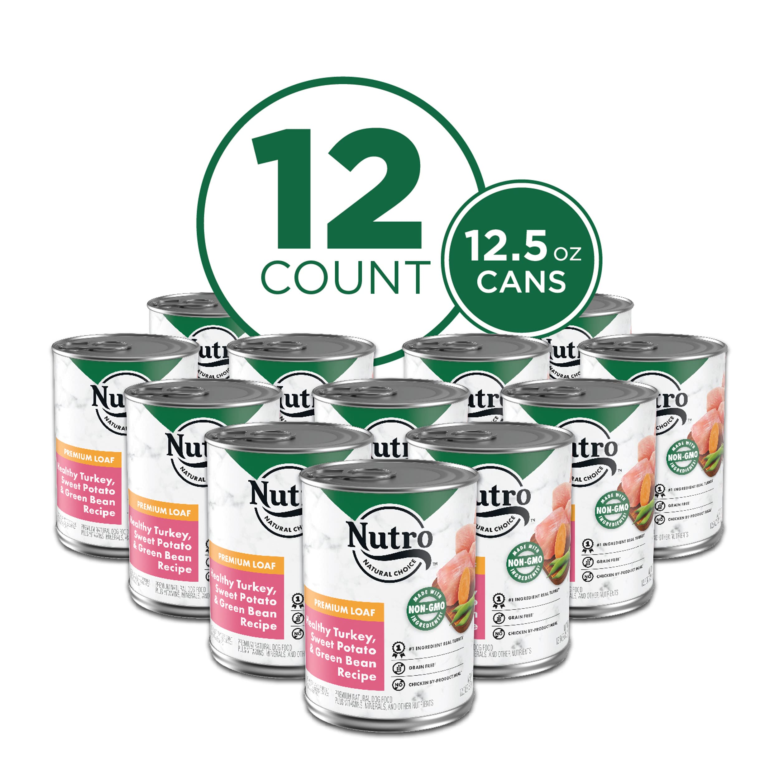 Nutro Premium Loaf Adult Wet Dog Food, Turkey & Sweet Potato, 12.5 oz Cans (Pack of 12), Natural, Healthy Recipe