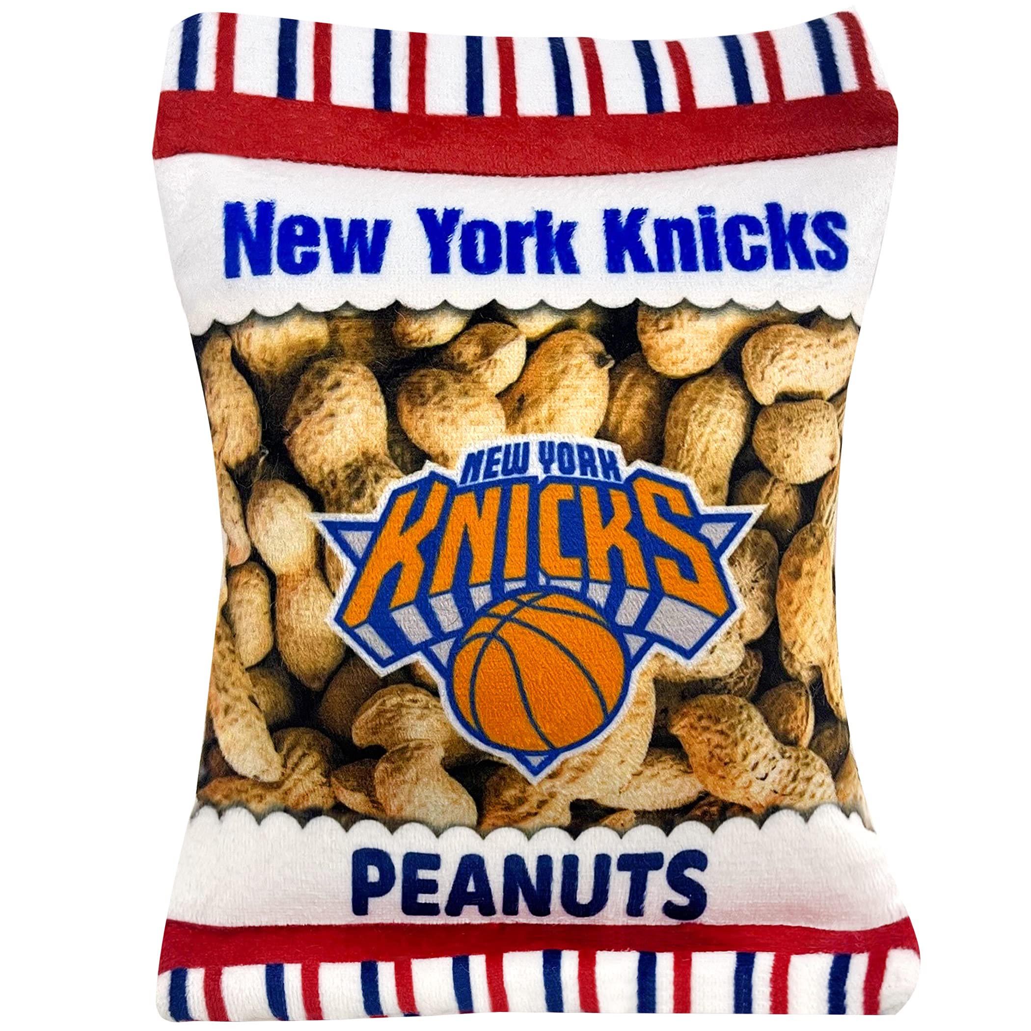 Pets First Nba New York Knicks Crinkle Fine Plush Dog & Cat Squeak Toy - Cutest Stadium Peanuts Snack Plush Toy For Dogs & Cats 