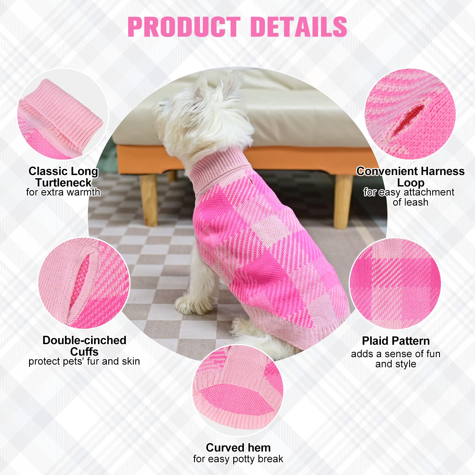 Beautyzoo Knitted Pullover Dog Sweater For Small Medium Dogs Puppy Girls Boys,Turtleneck Dog Clothes Cat Sweater, Fall/Winter Wa
