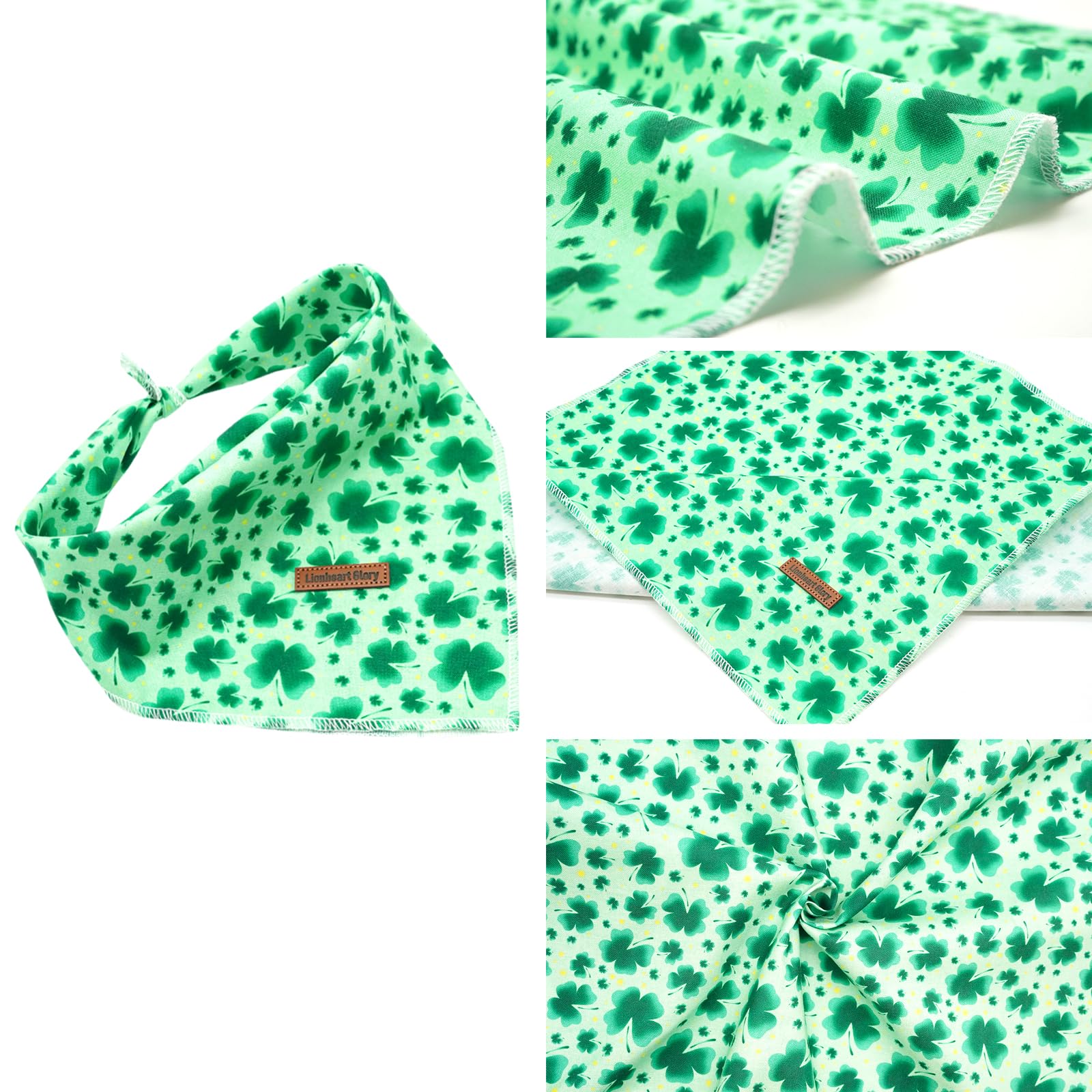 Lionheart Glory St. Patrick'S 1-Pack Washable Soft Dog Scarf, Square Adjustable Bandanas For Small Dogs And Cats