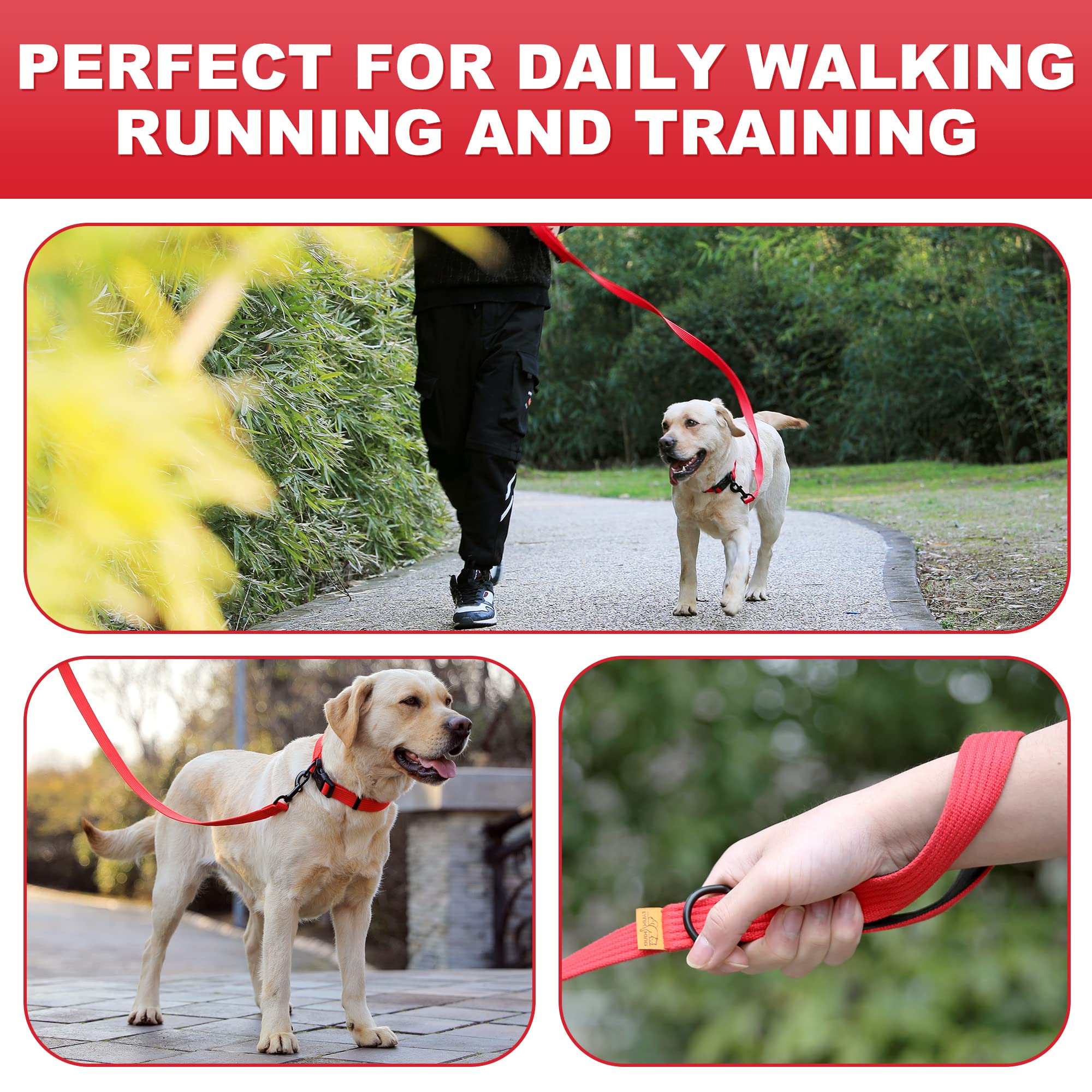 Lynxking Heavy Duty 6Ft Reflective Safety Walking Lead For Small To Large Dogs - Double Handle Padded Leash