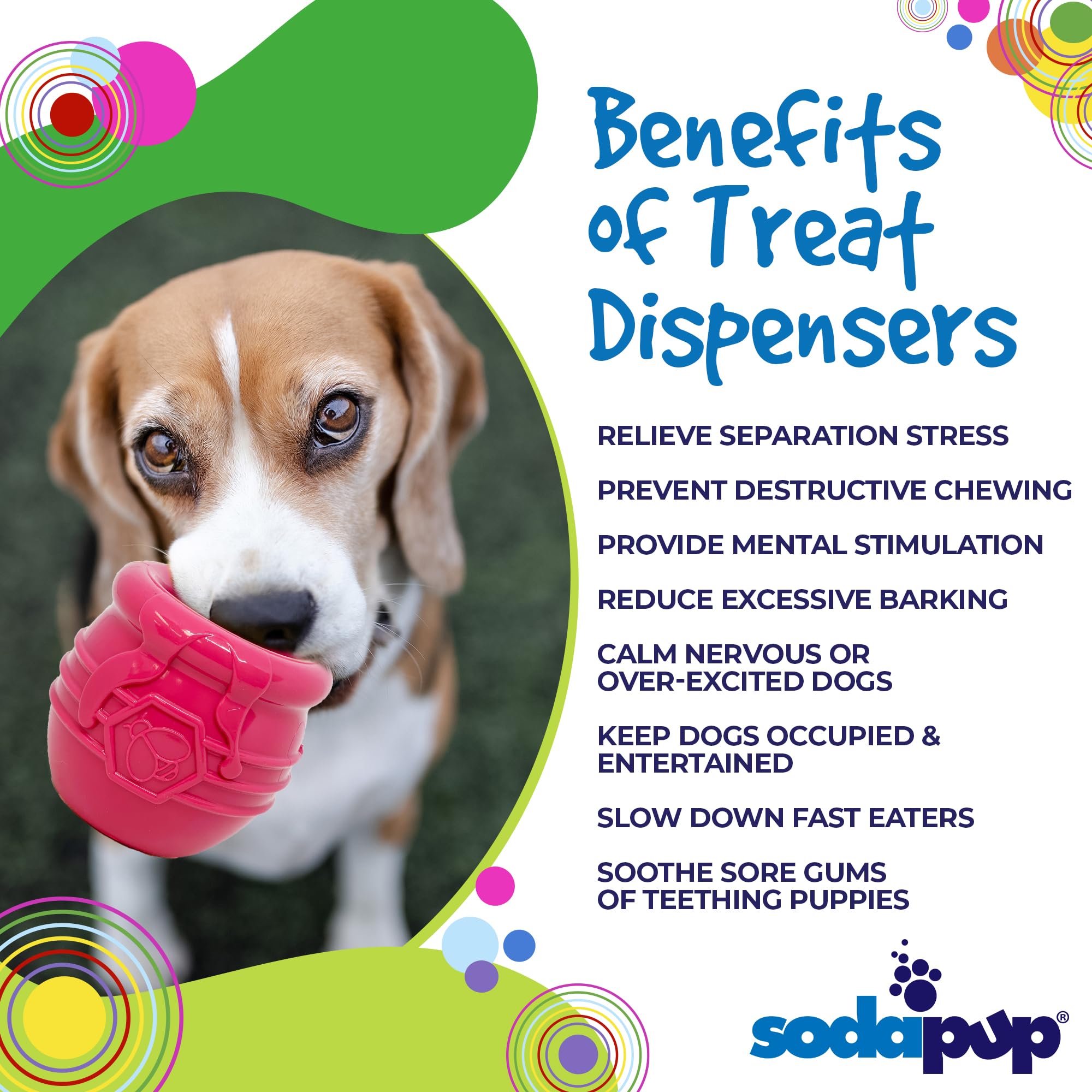 SodaPup Honey Pot - Durable Dog Treat Dispenser & Enrichment Toy Made in USA from Non-Toxic, Pet Safe, Food Safe Natural Rubber