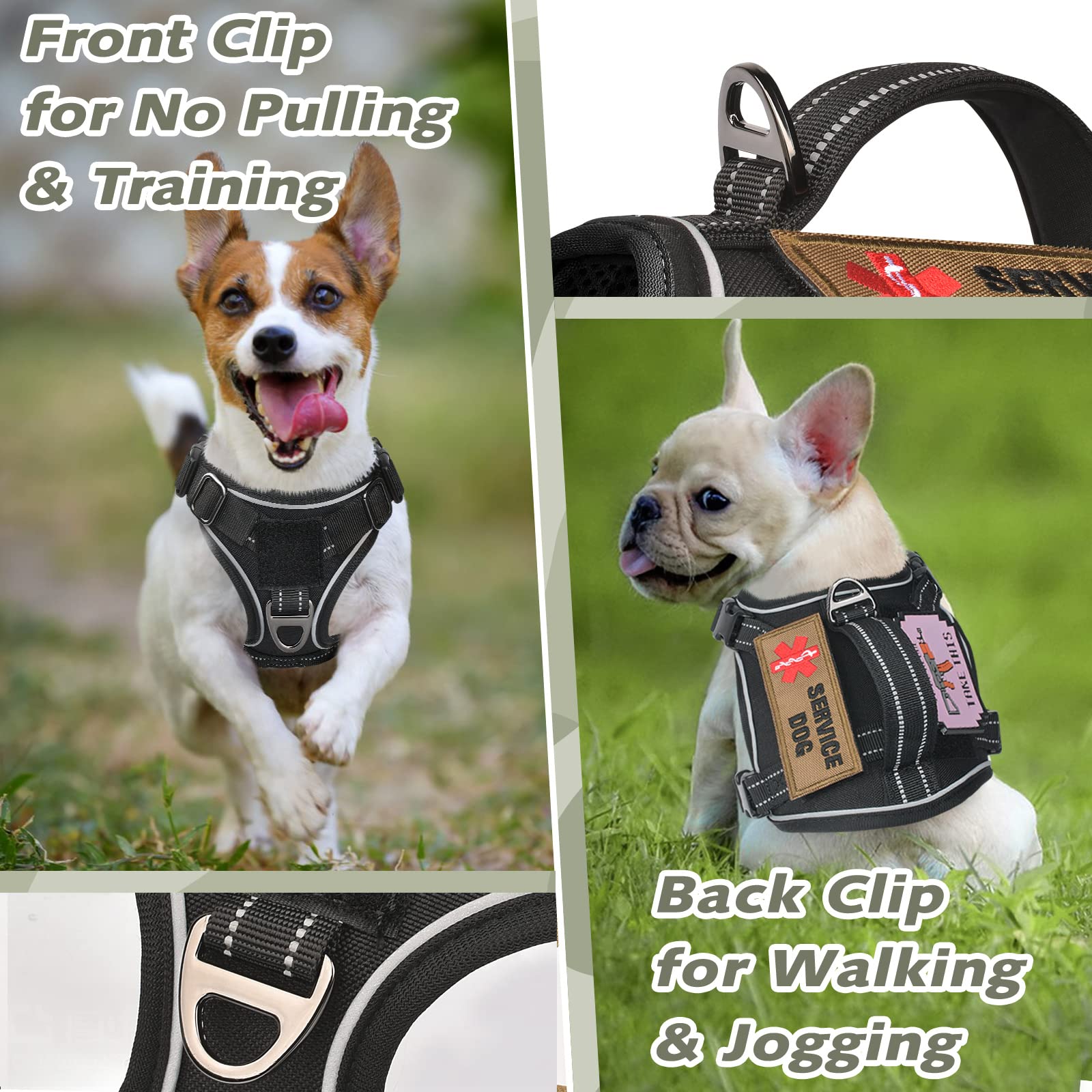 Hanshengday Tactical XS Dog Harness, Military Vest, Nylon, Black, Model HSD2309, No Pull, Vertical Handle, Ideal for Small Puppies