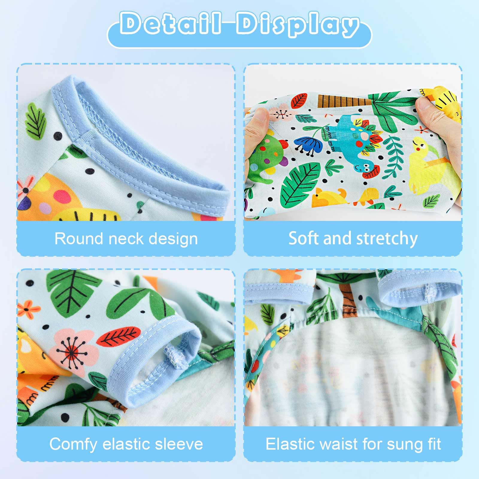 Dosuyi Dog Pajamas Spring Summer Pet Clothes For Small Dogs Girl Boy Soft Stretchy Puppy Clothes Cat Pjs Pet Jammies Outfit (Blu