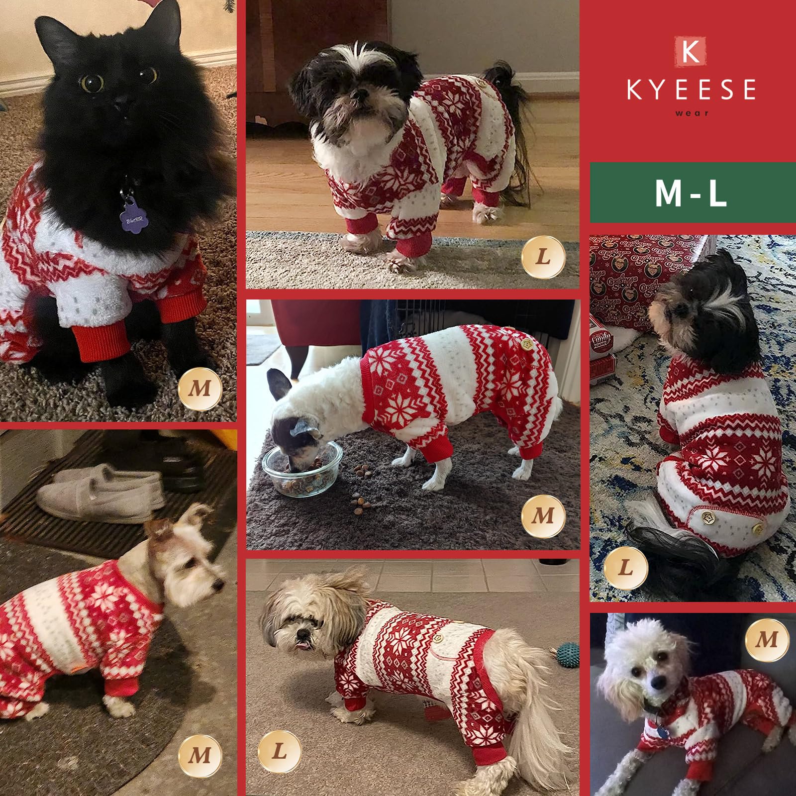 Kyeese Dog Pajamas Christmas Snowflake Small Dog Pjs Holiday Dog Onesie Dog Jumpsuit