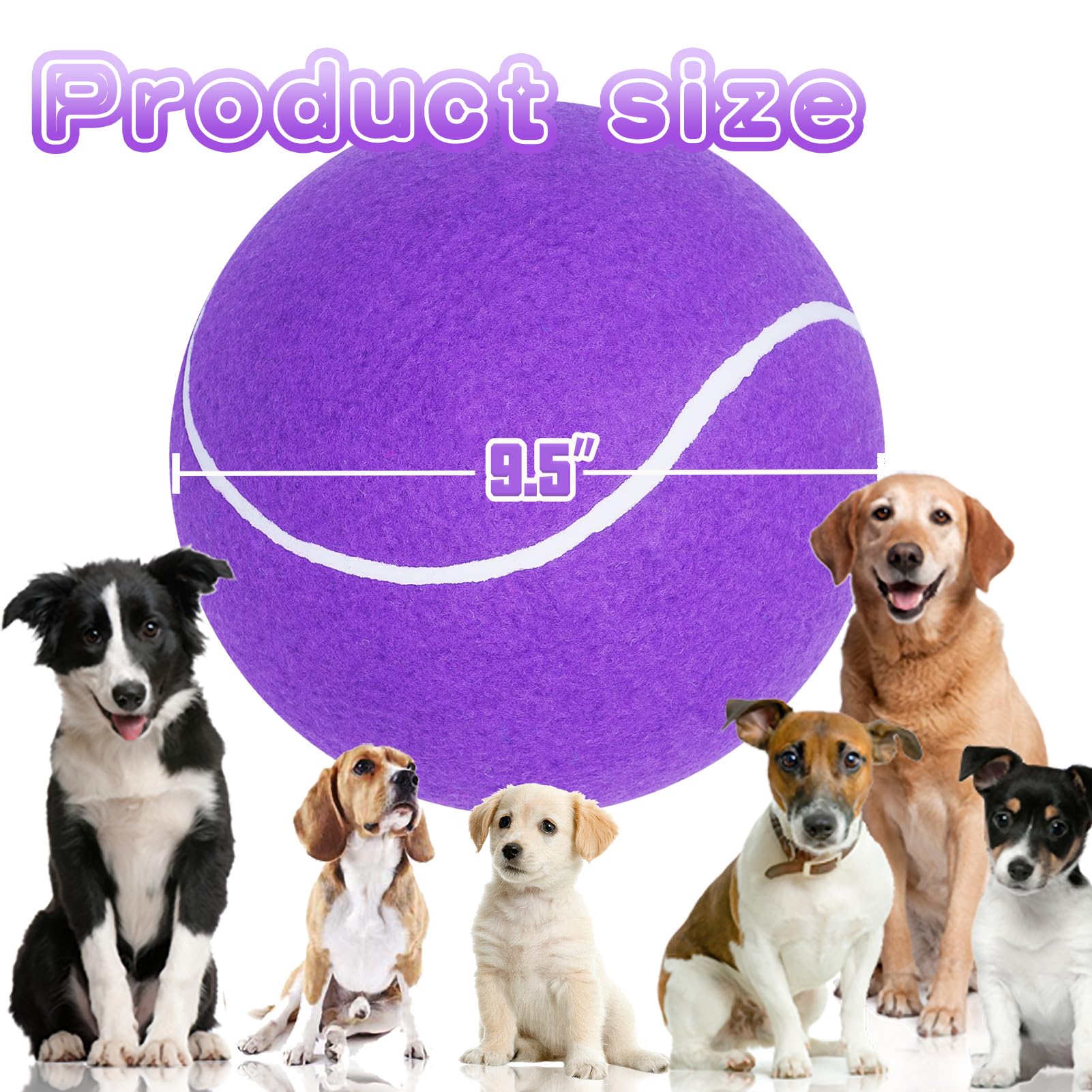Banfeng Big Tennis Ball For Dogs, Giant Dog Tennis Ball Toy Large Outdoor Sports Gift For Small Medium Large Dog (Purple, 9.5 In
