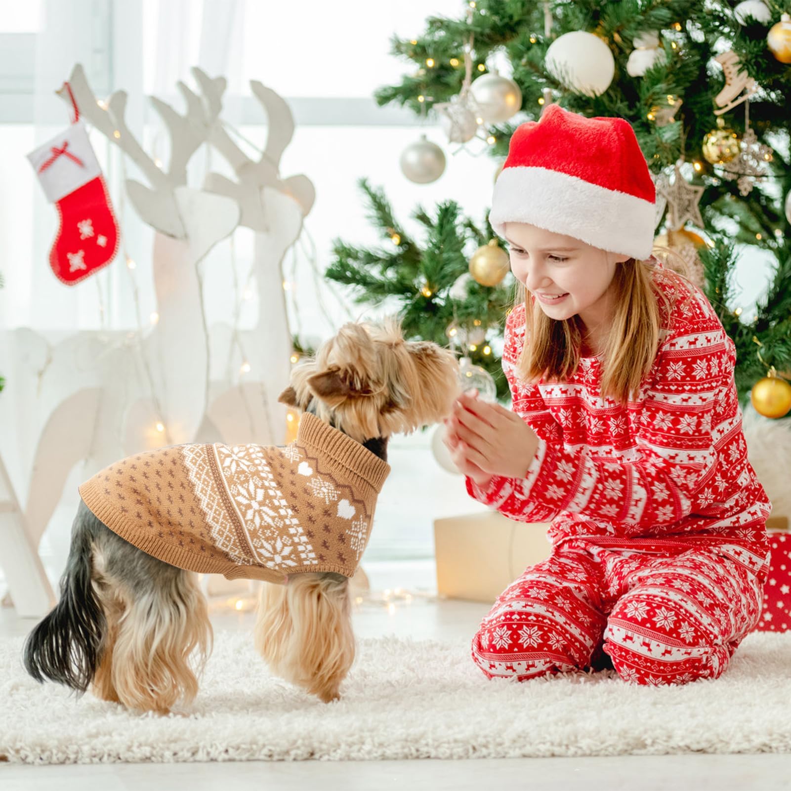 Scenereal Dog Sweaters For Large Medium Small Dogs, Warm Puppy Clothes Soft Turtleneck Sweatshirt, Knitted Ugly Dog Christmas Sw