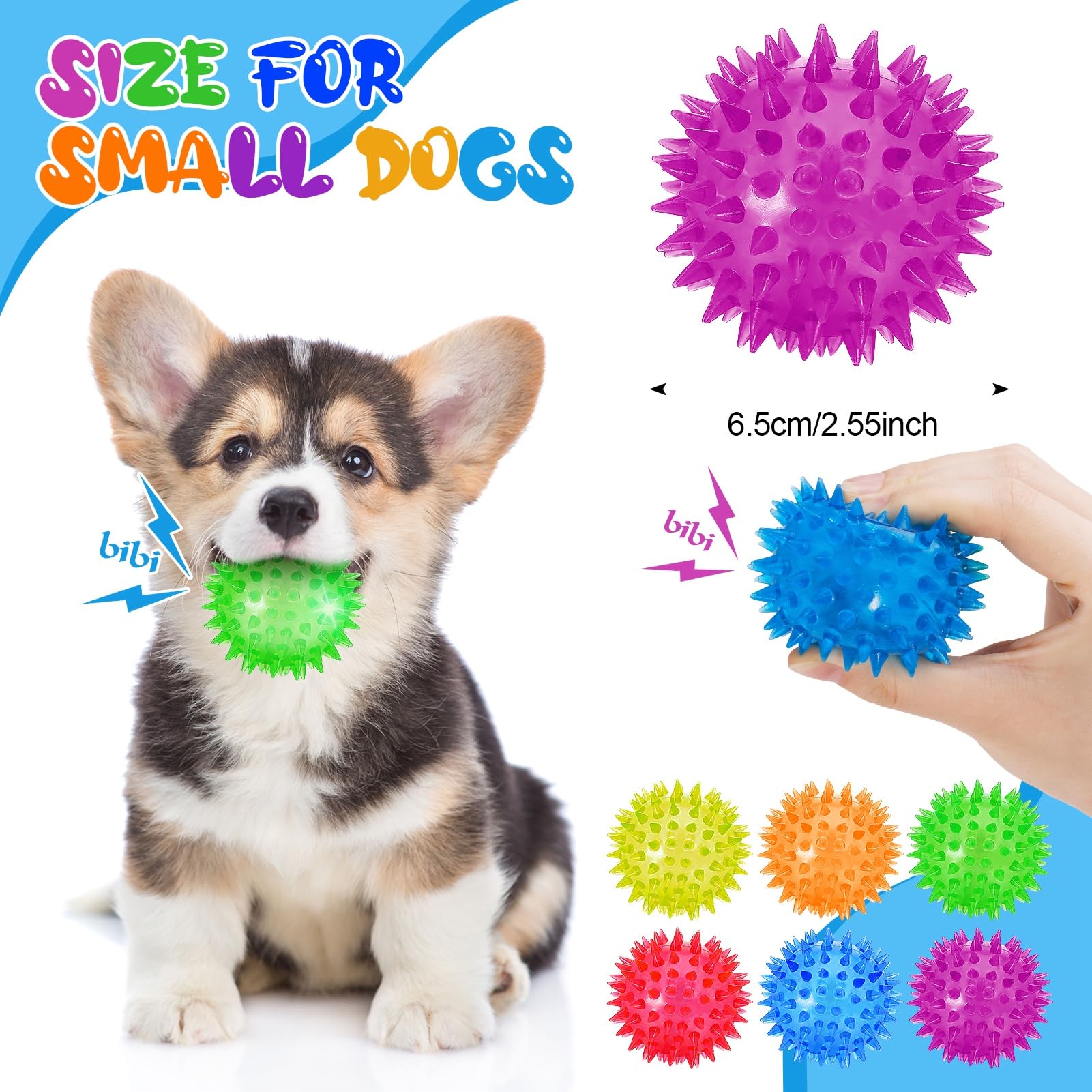 Dragonflydreams 6-Pc Spiky Led Dog Chew Toys With Spiky Balls, Glow In Dark, Interactive Toss-Ball For Fetch & Tug
