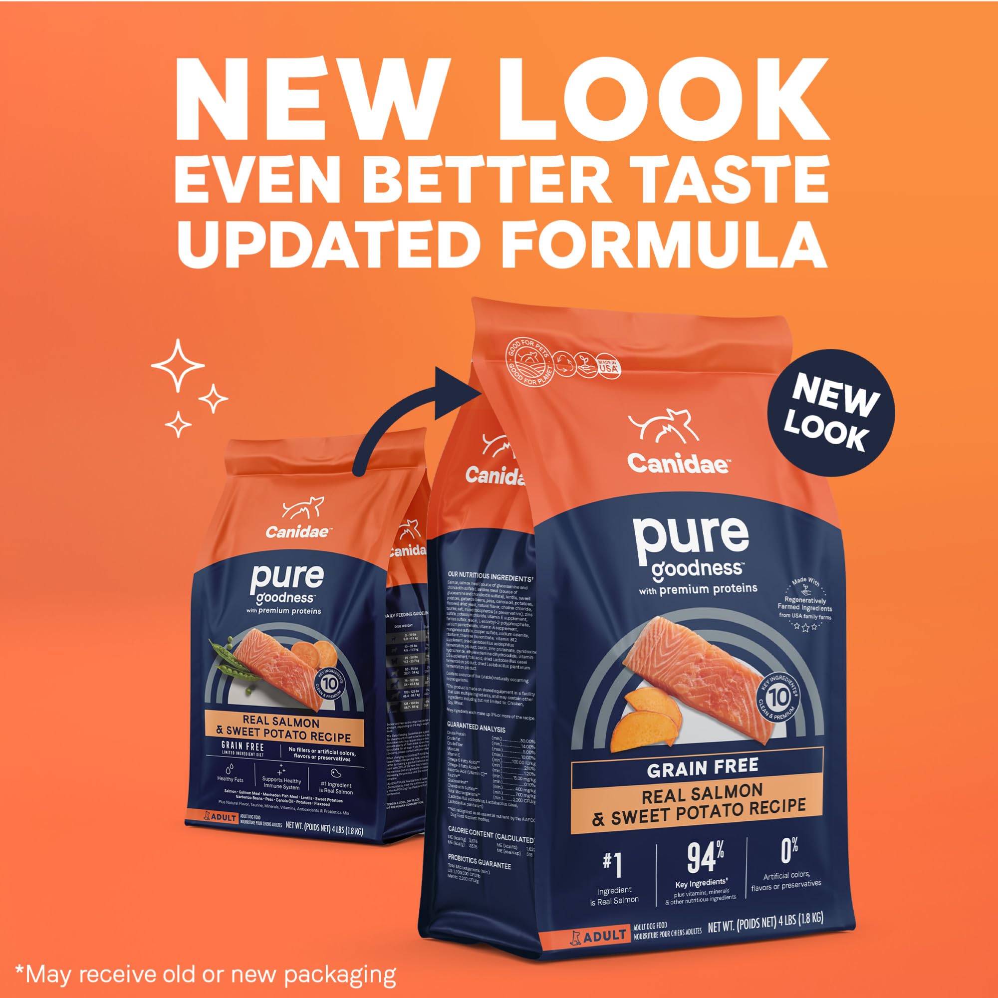 Canidae Pure Real Salmon & Sweet Potato Recipe Adult Dry Dog 4 LB (packaging may vary)
