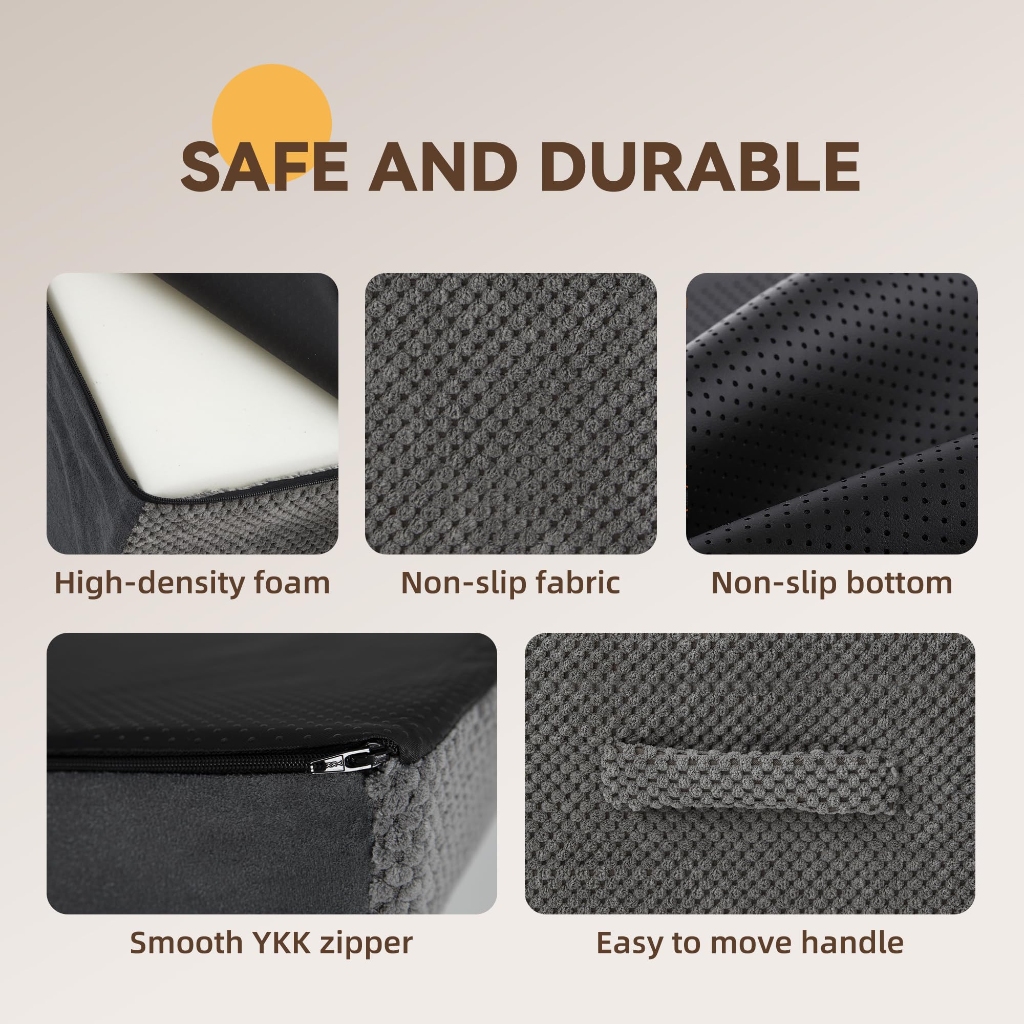 Miorun Dog Stairs Ramp For Bed And Couch Up To 17', Slope 3-Step Foam Steps For Pets To Get On Sofa, Puppy Ladder With Washable