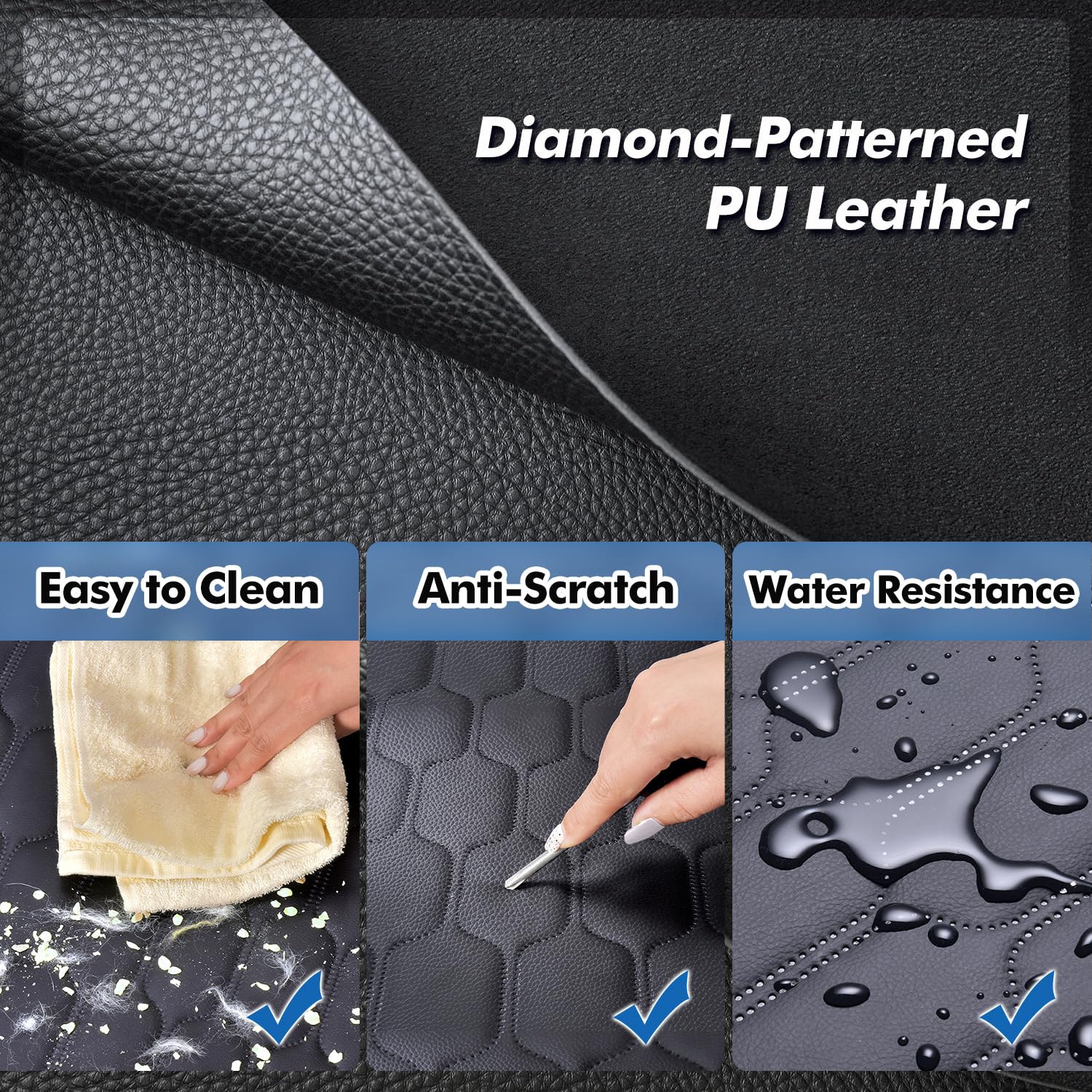 Chumajor 3-in-1 Convertible PU Leather Dog Car Seat Extender & Booster Seat - 400lb Capacity, Waterproof, Hard Bottom, Scratch-P