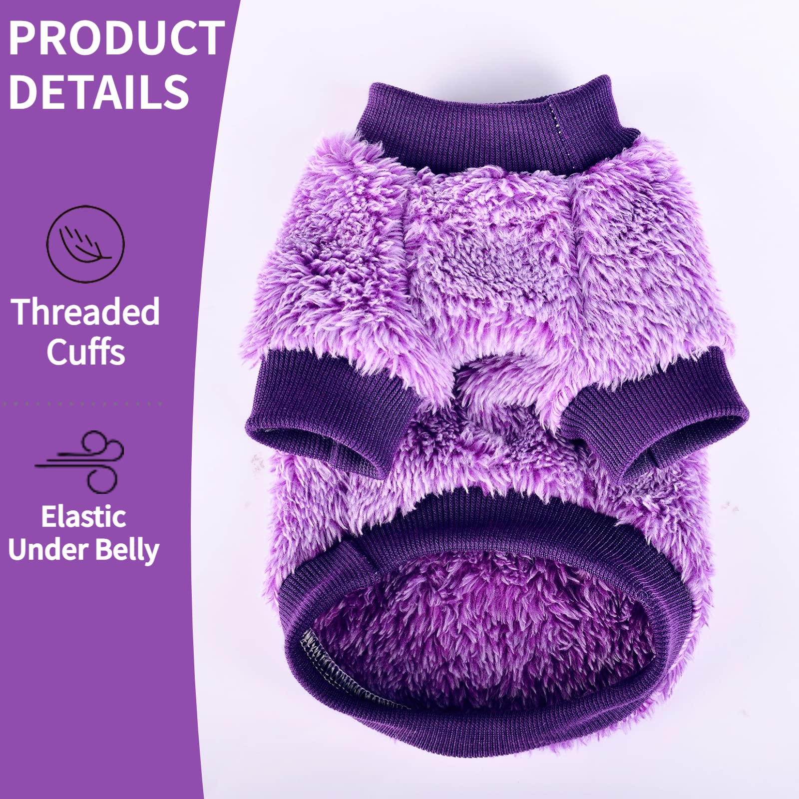 Fluffy Dog Sweater Winter Puppy Clothes For Small Dogs Girl Boy Chihuahua Yorkies Bulldog Pet Outfits Female Male Outfits Clothing Apparel,Medium,Purple
