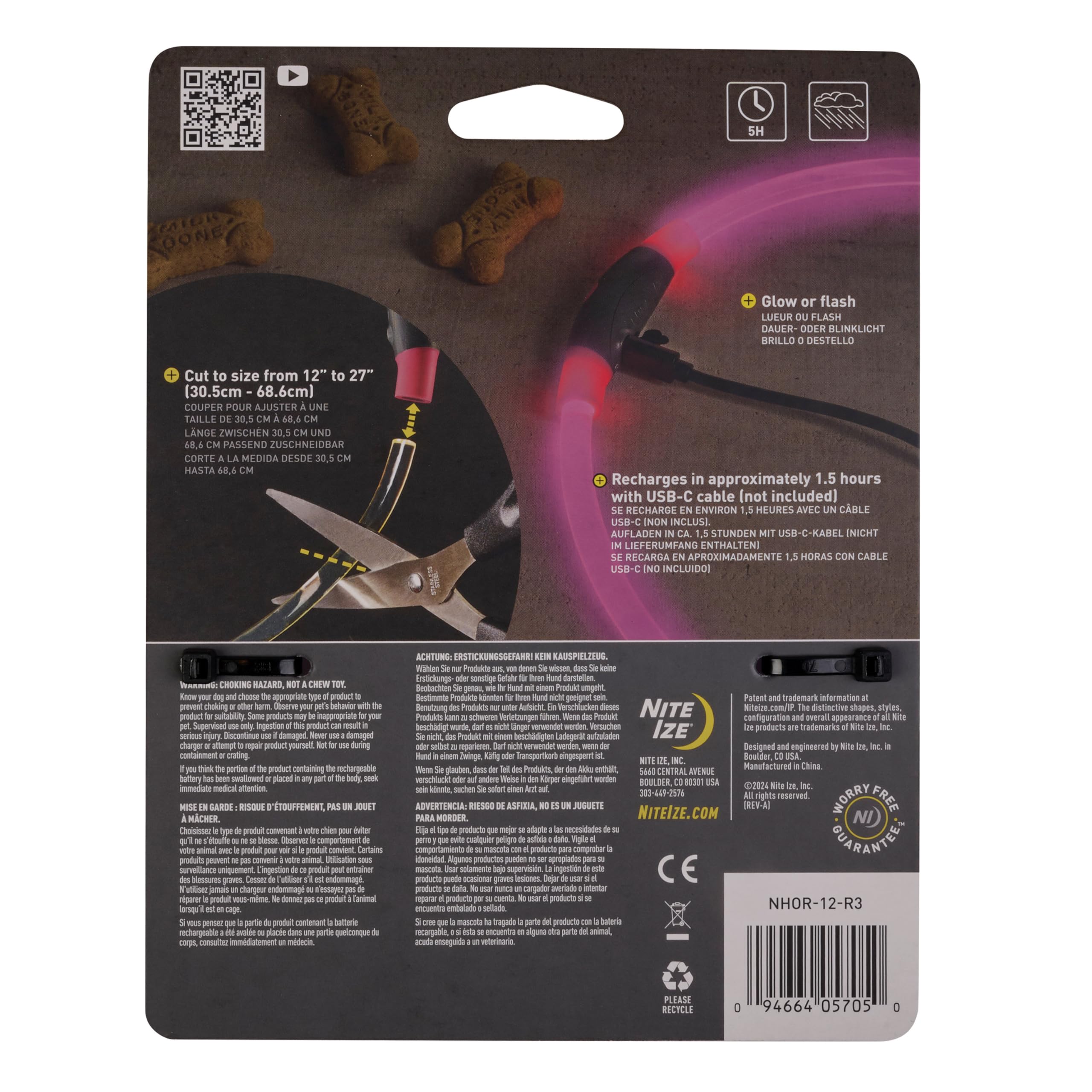 Nite Ize Nitehowl Rechargeable Led Safety Necklace - Dog Light For Dog-Walking Gear - Weather-Resistant Design - 5 Hours Runtime