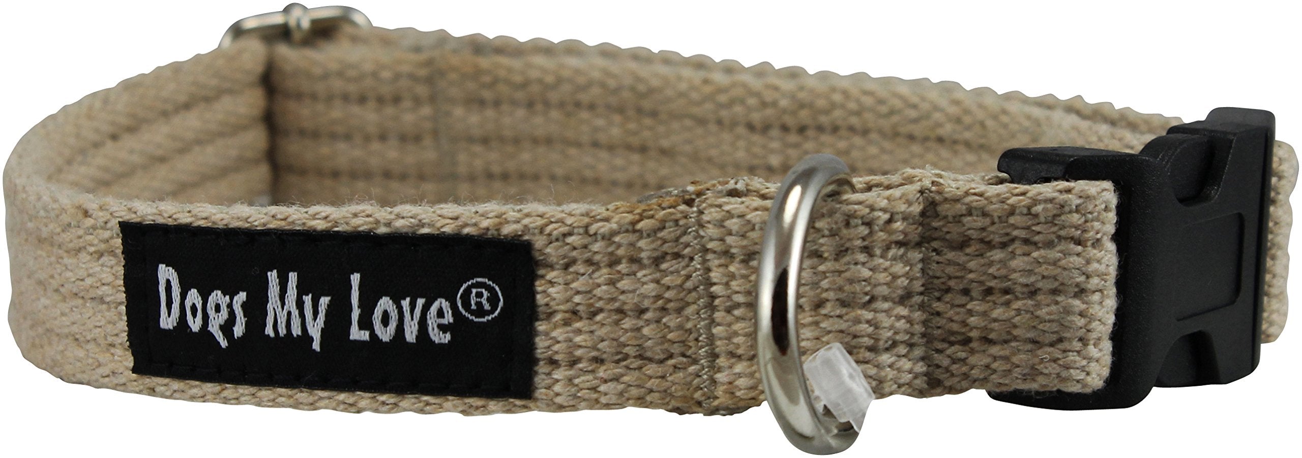 Cotton Web Adjustable Dog Collar 4 Sizes Beige (Small: Neck 11.5'-15.5'; Width 1/2')