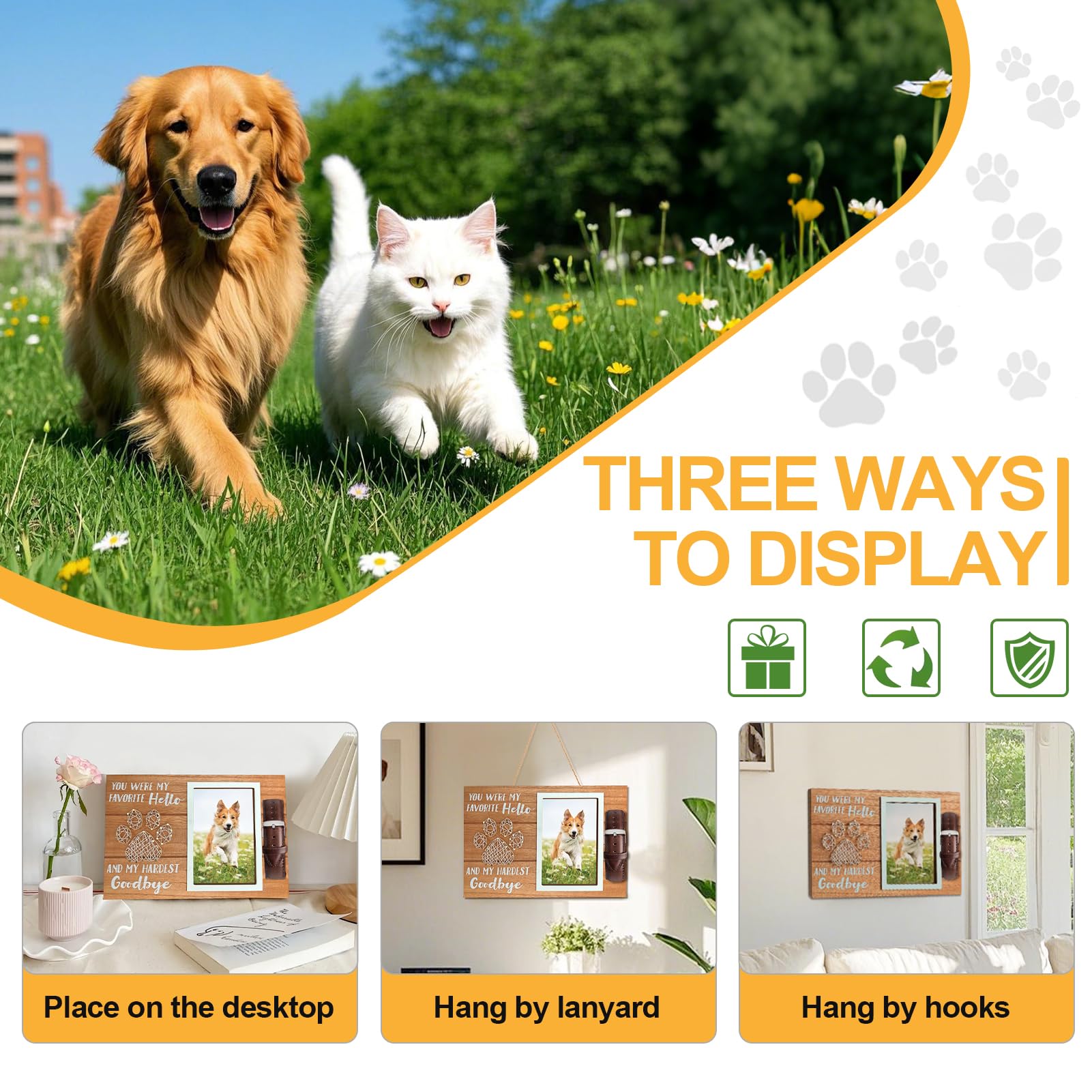 Qycsamy Dog Memorial Gifts, Pet Loss, Pet Sympathy Gifts For Loss Of Dog, Pet Memorial Collar Frame, Thoughtful Dogs And Cats Re