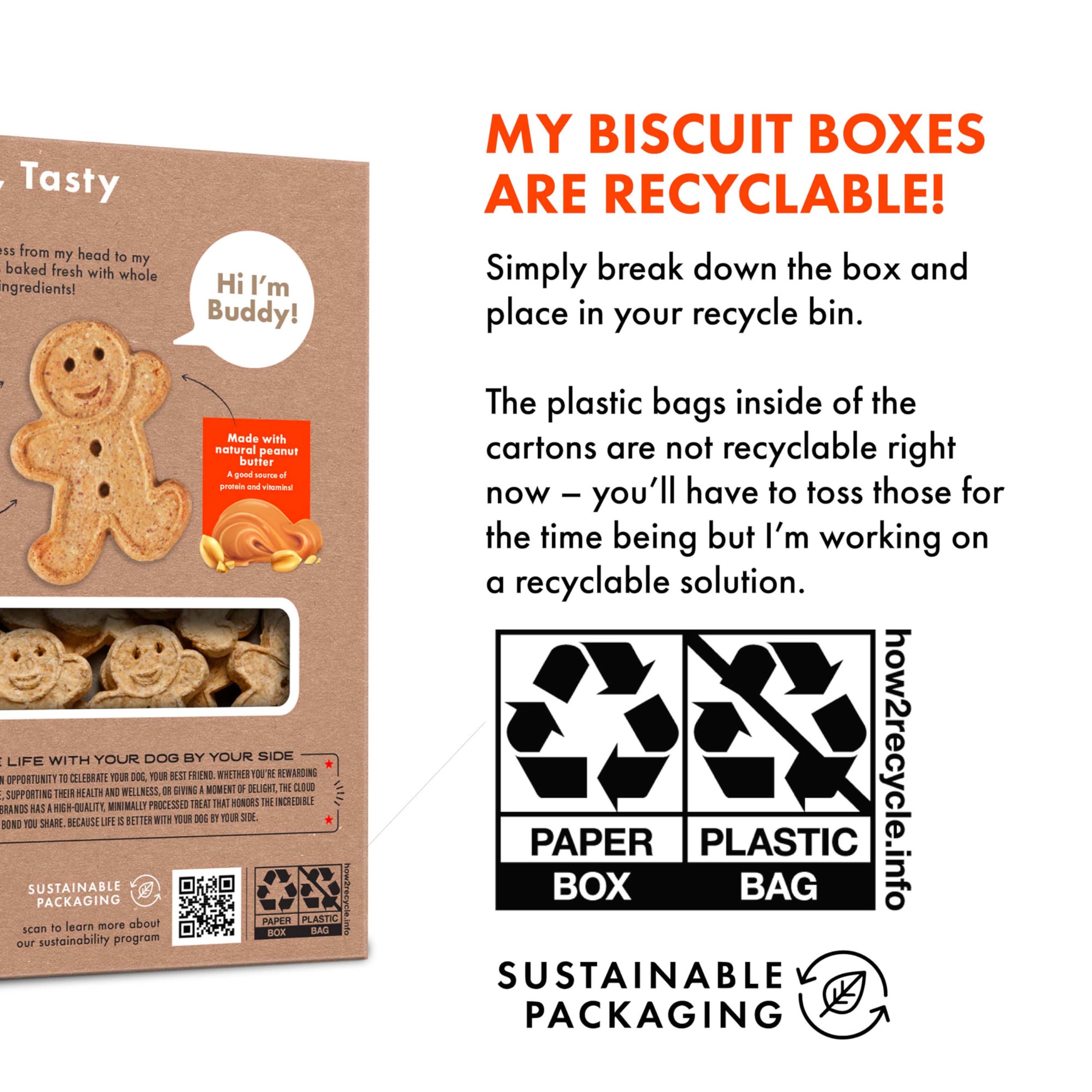 Buddy Biscuits 14 oz Box of Grain-Free Crunchy Dog Treats Made with Natural Peanut Butter