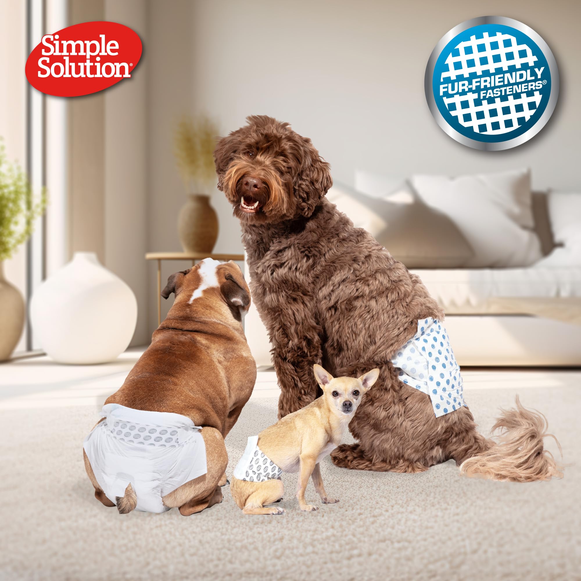 Simple Solution Disposable Dog Diapers for Male Dogs - Male Wraps with Super Absorbent Leak-Proof Fit - Excitable Urination, Inc