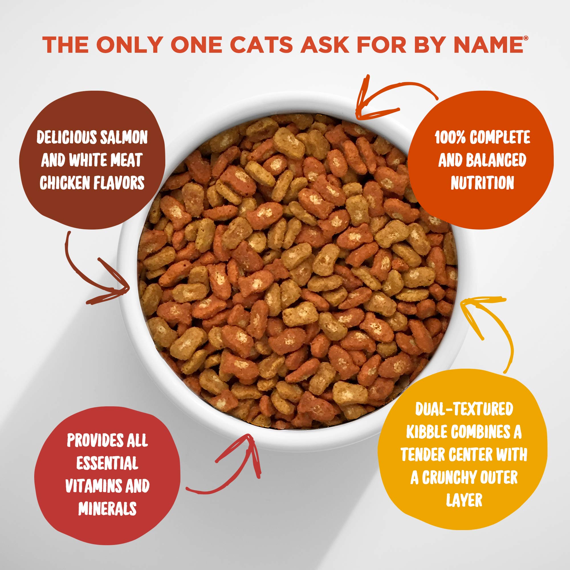 Meow Mix Tender Centers Salmon & White Meat Chicken Flavors Cat Food, 3 Pound (Pack of 4), Crunchy Outside Meaty Inside