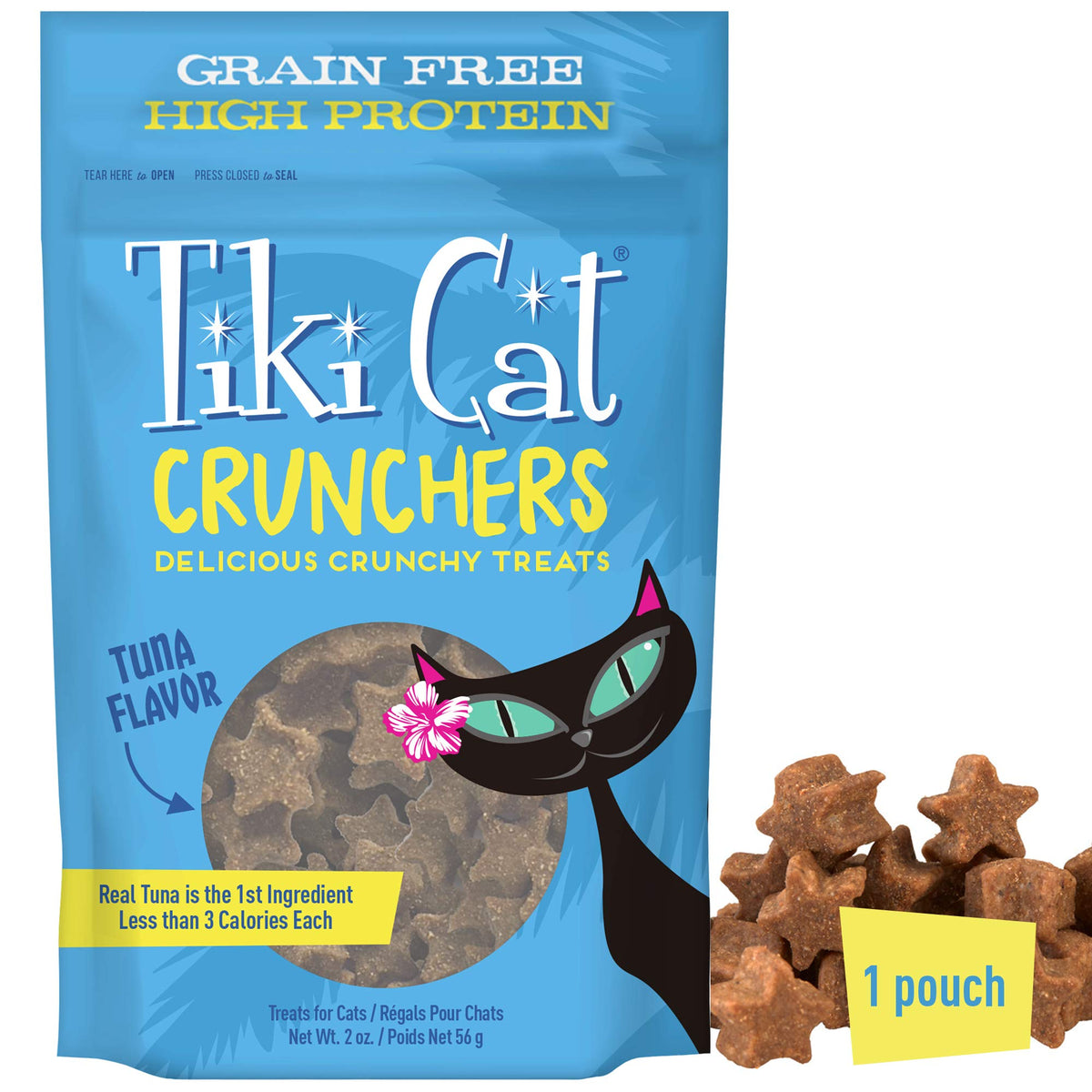 Tiki Cat Crunchers Meat-First Treats For Cats (1-Pack Of 2Oz. Pouches)