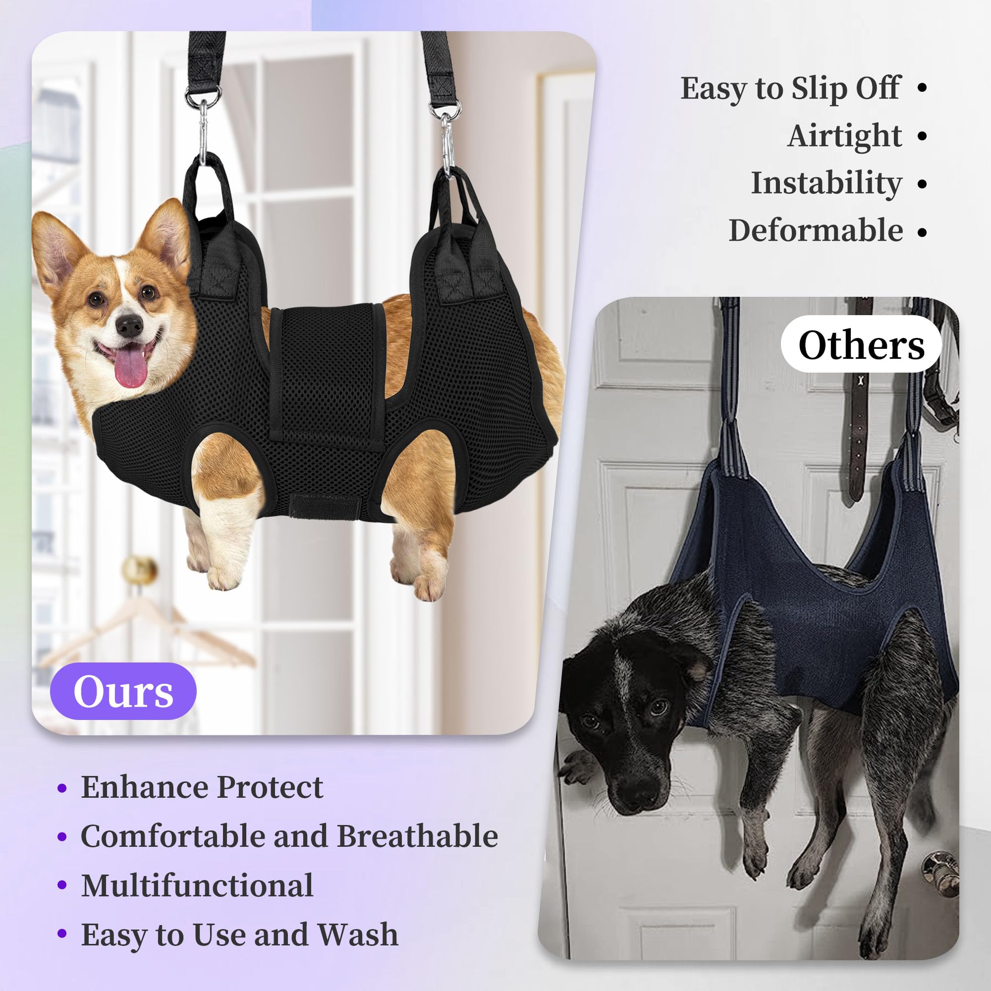 Patiencet Dog Grooming Hammock For Small Dogs Pet Hammock For Nail Trimming Dog Sling For Nail Clipping Dog Hanging Harness (Bla