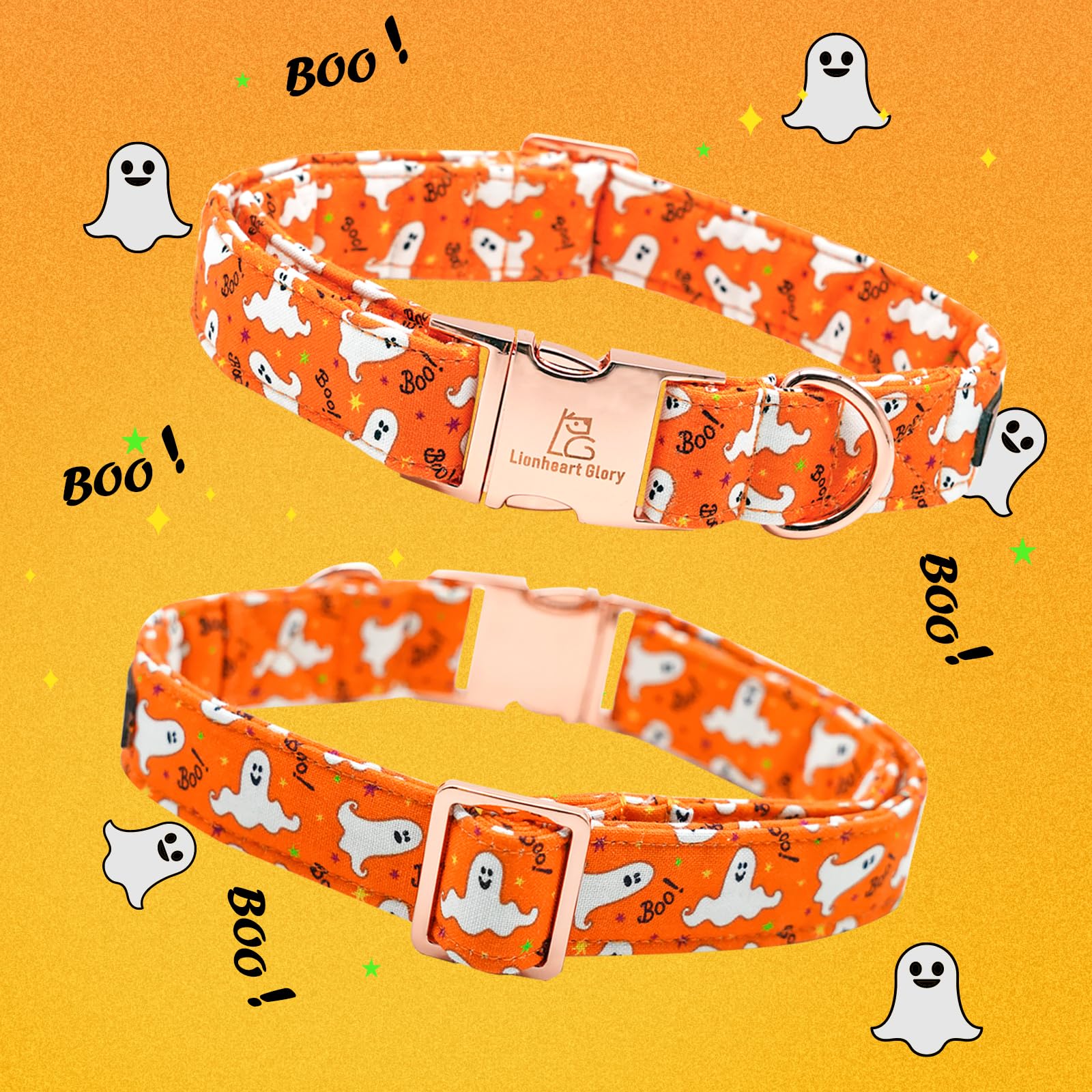 Lionheart Glory Halloween Dog Collars, Fall Dog Collar Heavy Duty Adjustable Dog Collar For X-Small Puppy Collar Dog Female Or Male Dog Collar