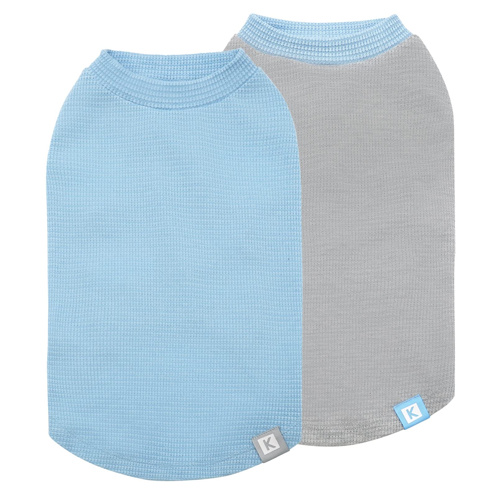 Kyeese 2Pack Dog Shirts Waffle For Small Dogs Stretchy T-Shirts Lightweight Tank Top Sleeveless Vest Breathable Cat Tee, Medium,
