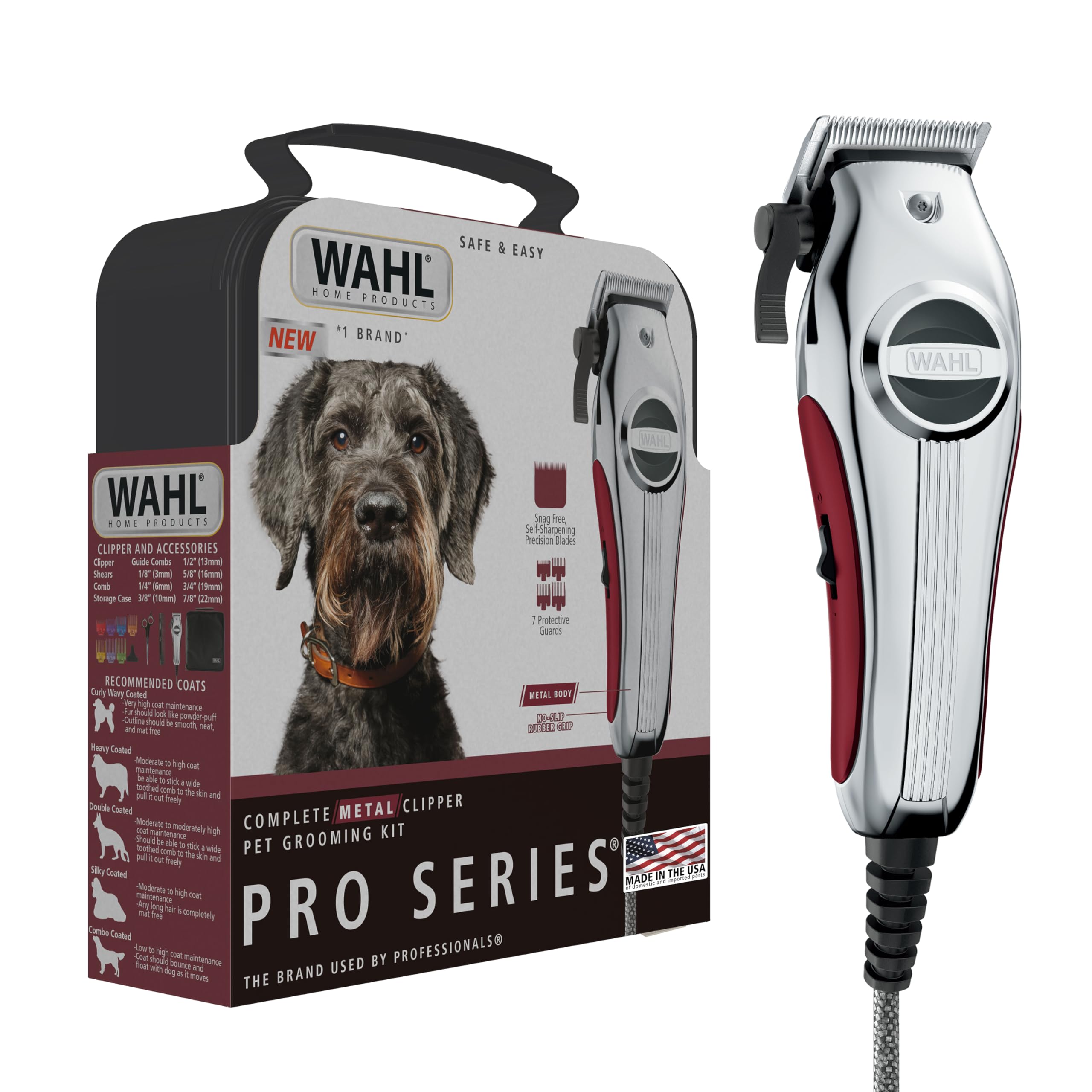 Wahl Usa Pro Series All Metal Corded Dog Grooming Kit, An Ultra Quiet Dog Clipper With Metal Housing For Quieter And Cooler Oper