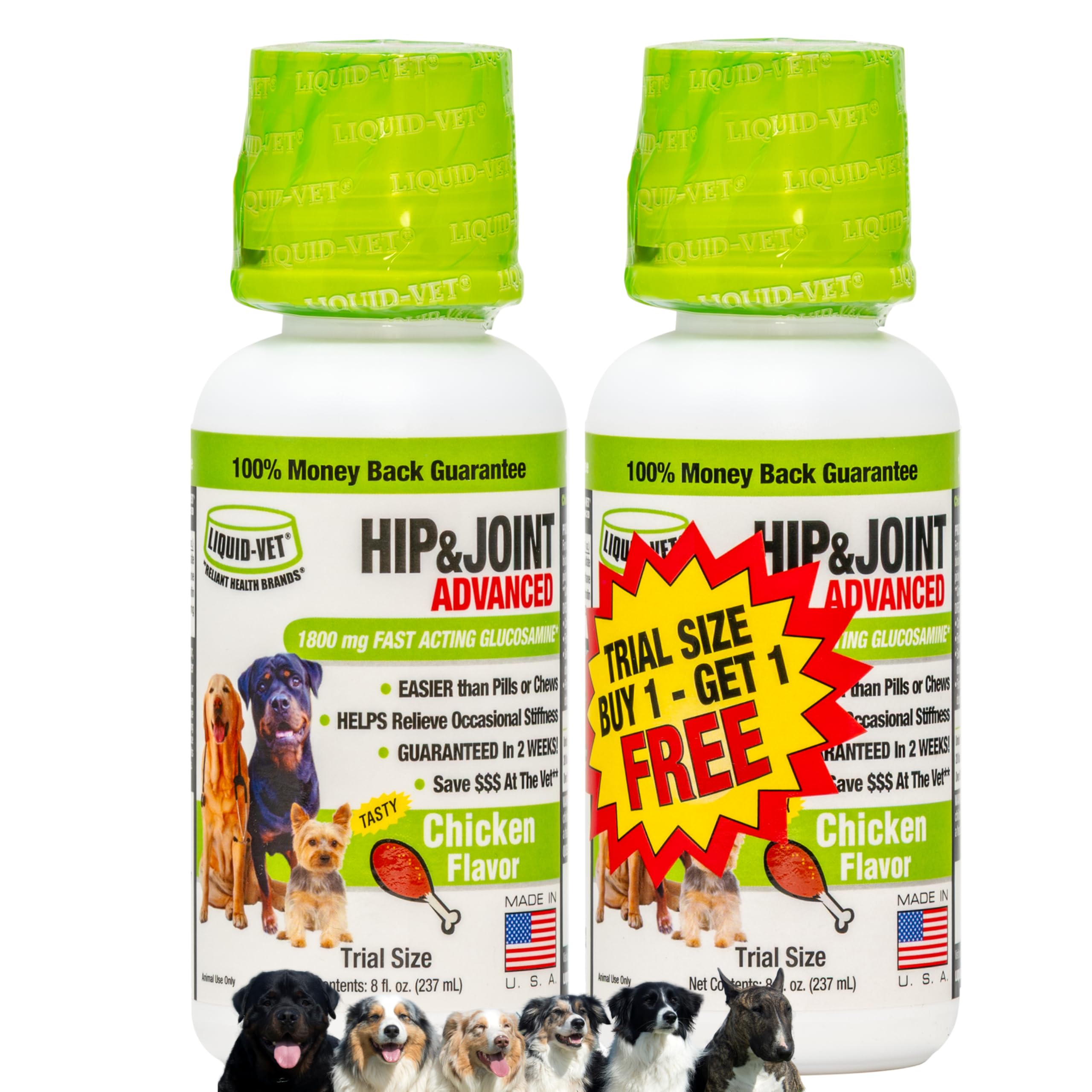 Liquid-Vet K9 Hip & Joint Advanced Formula, Chicken Flavor, 8 oz Bogo Trial Pack