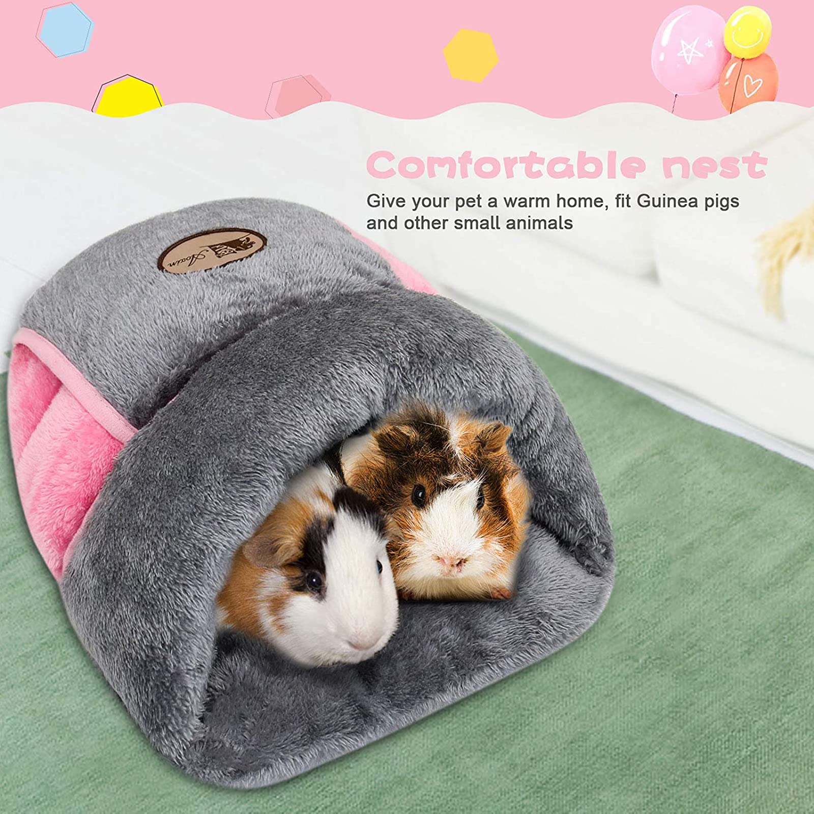 Yuepet Guinea Pig Bed Cuddle Cave Warm Fleece Cozy House Bedding Sleeping Cushion Cage Nest For Small Animal Squirrel Chinchilla Rabbit Hedgehog Cage Accessories (Grey)