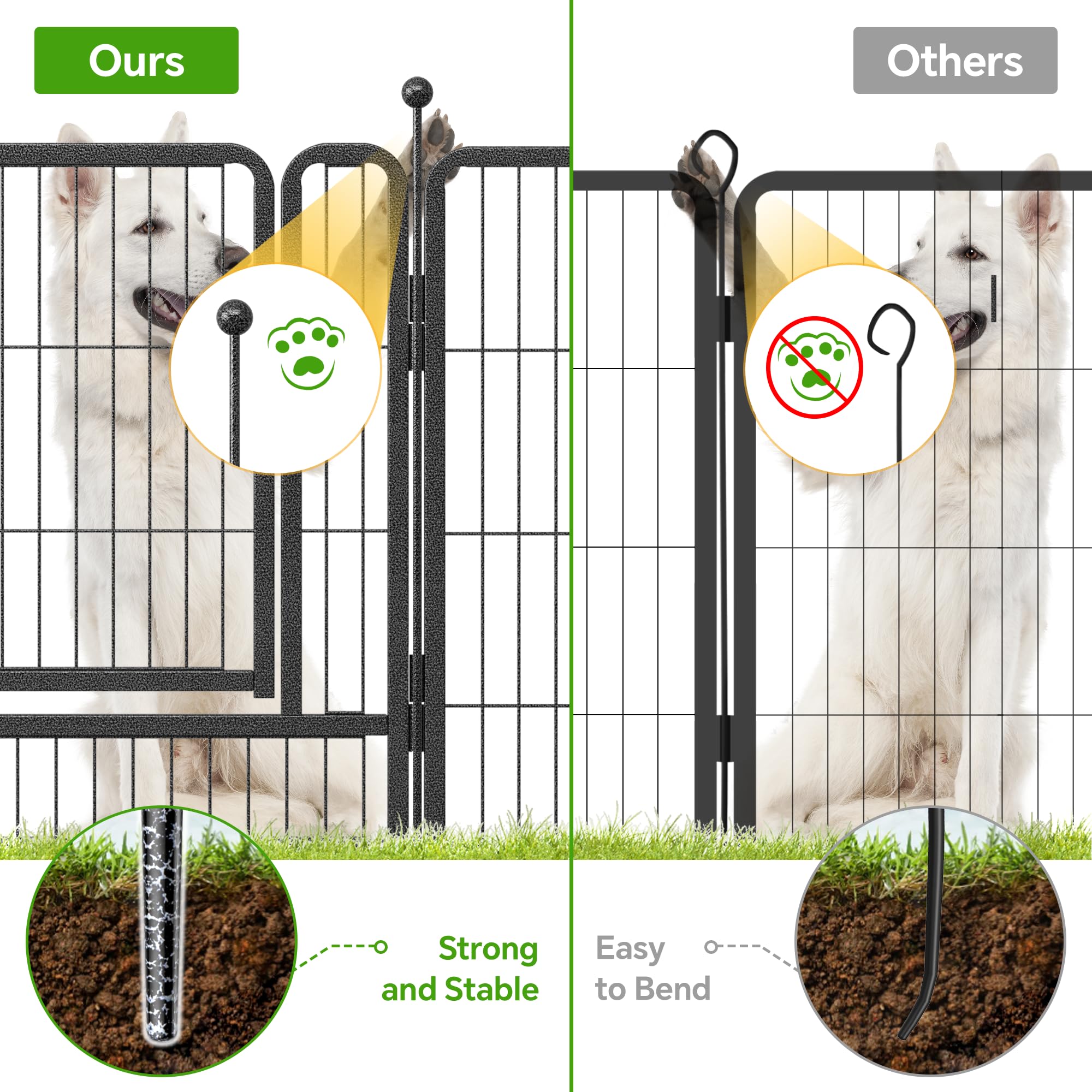 Mr Ironstone 40'' Height Dog Playpen With Anti-Rust Coating - 16 Panels Portable & Foldable Indoor/Outdoor Pet Fence For Large,