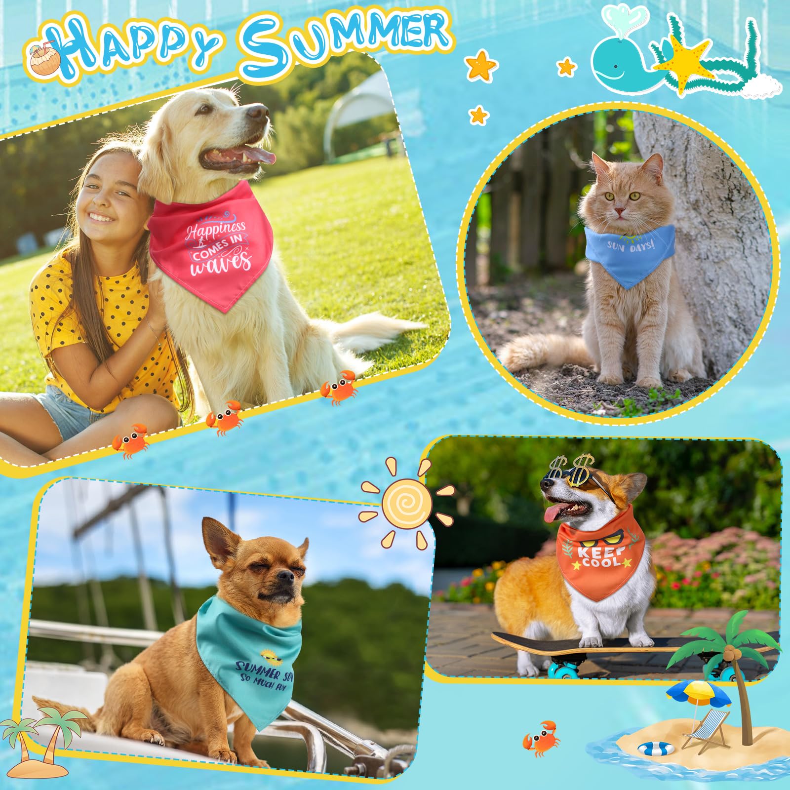 Clysee 100 Pcs Dog Bandana Bulk With Sayings Summer Pet Triangle Scarf Bibs Washable Puppy Kerchief Adjustable Grooming Supplies