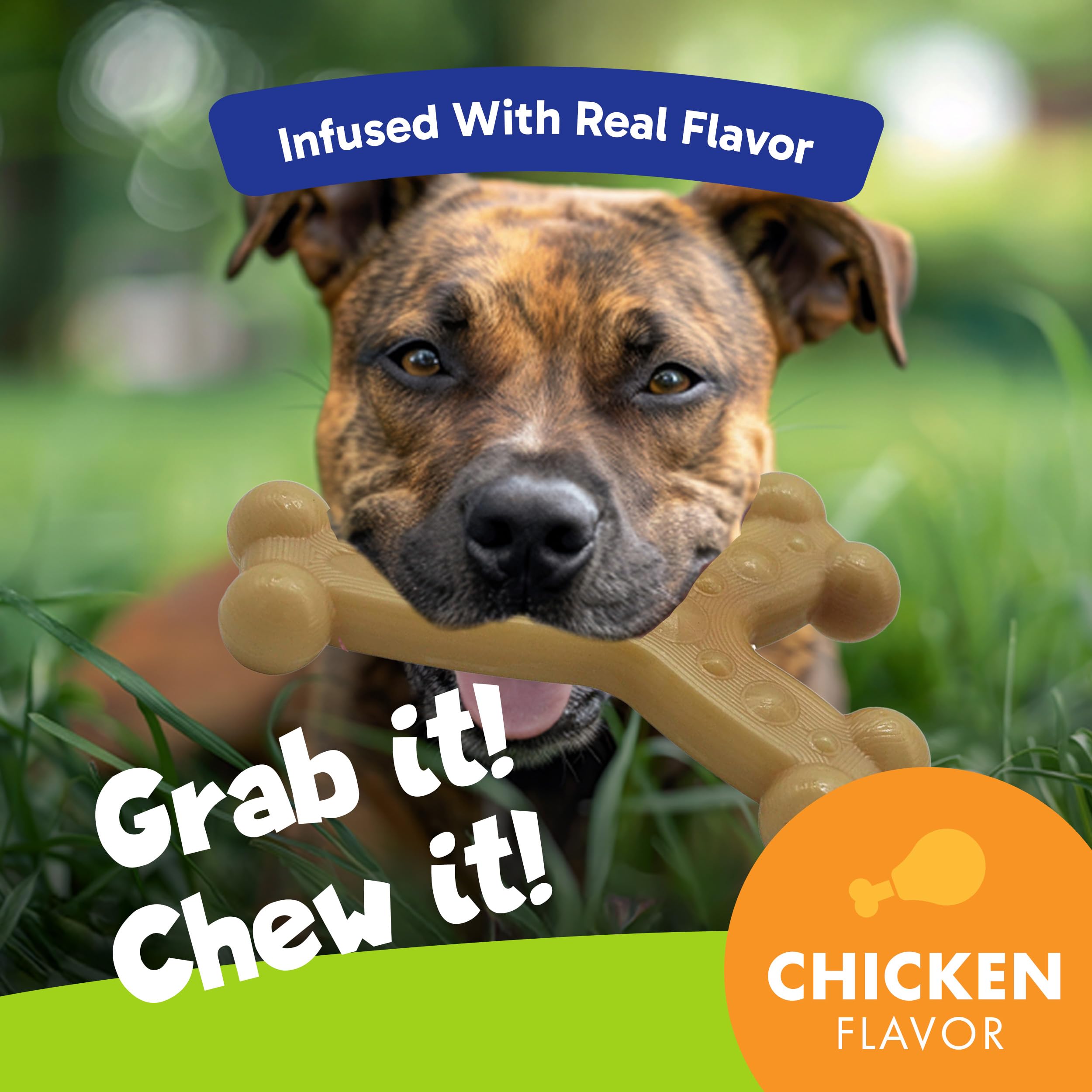 Chewems Durable Chewy Dog Toys | Long-Lasting & Flavorful Chew Dog Toys, Large Dog Breeds | Large Dogs, Chicken-Flavored