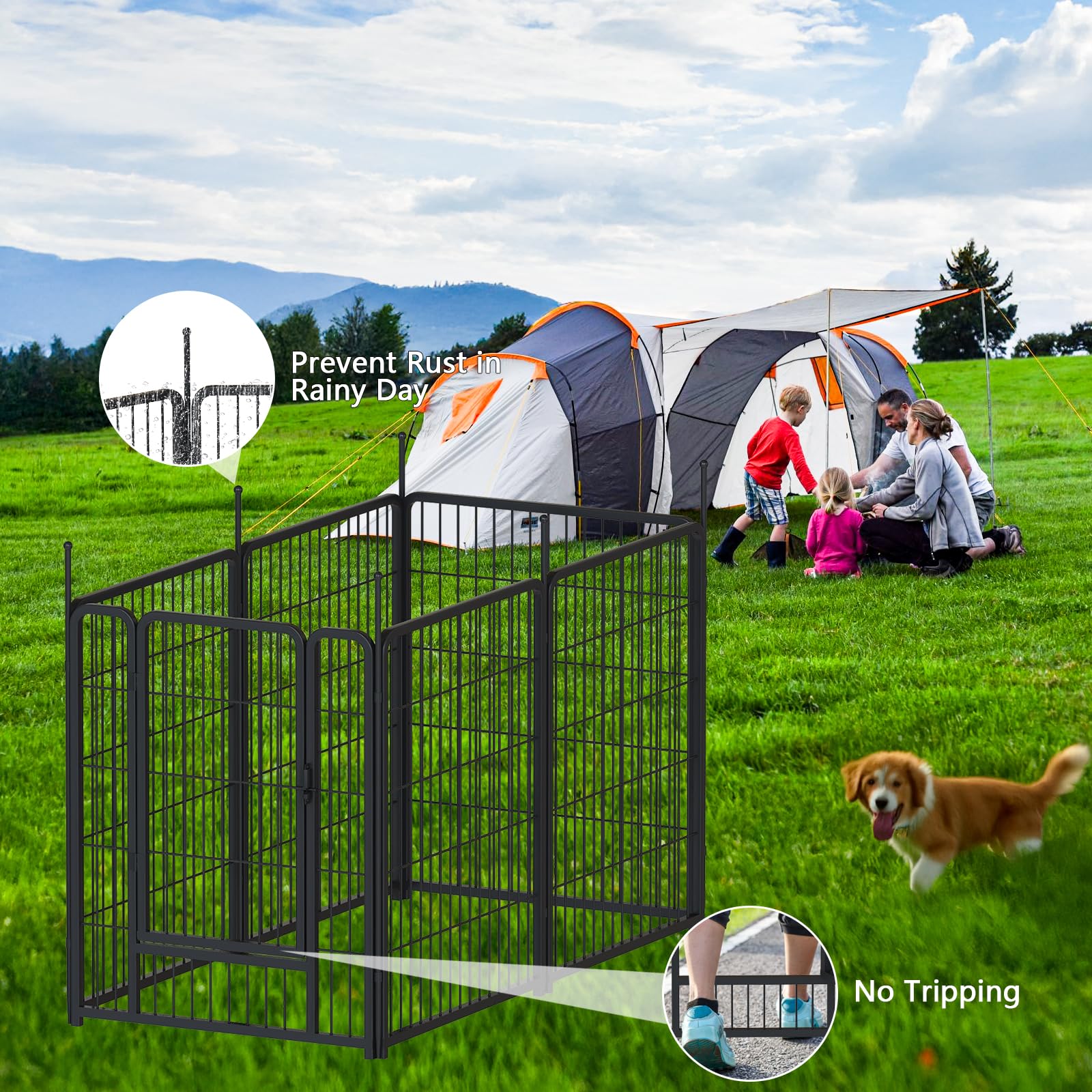 Awqm 32'' Dog Playpen Indoor/Outdoor, 6 Panels Metal Dog Fence With Doors, Portable Pet Dog Cage Outdoor Exercise Pen, Foldable