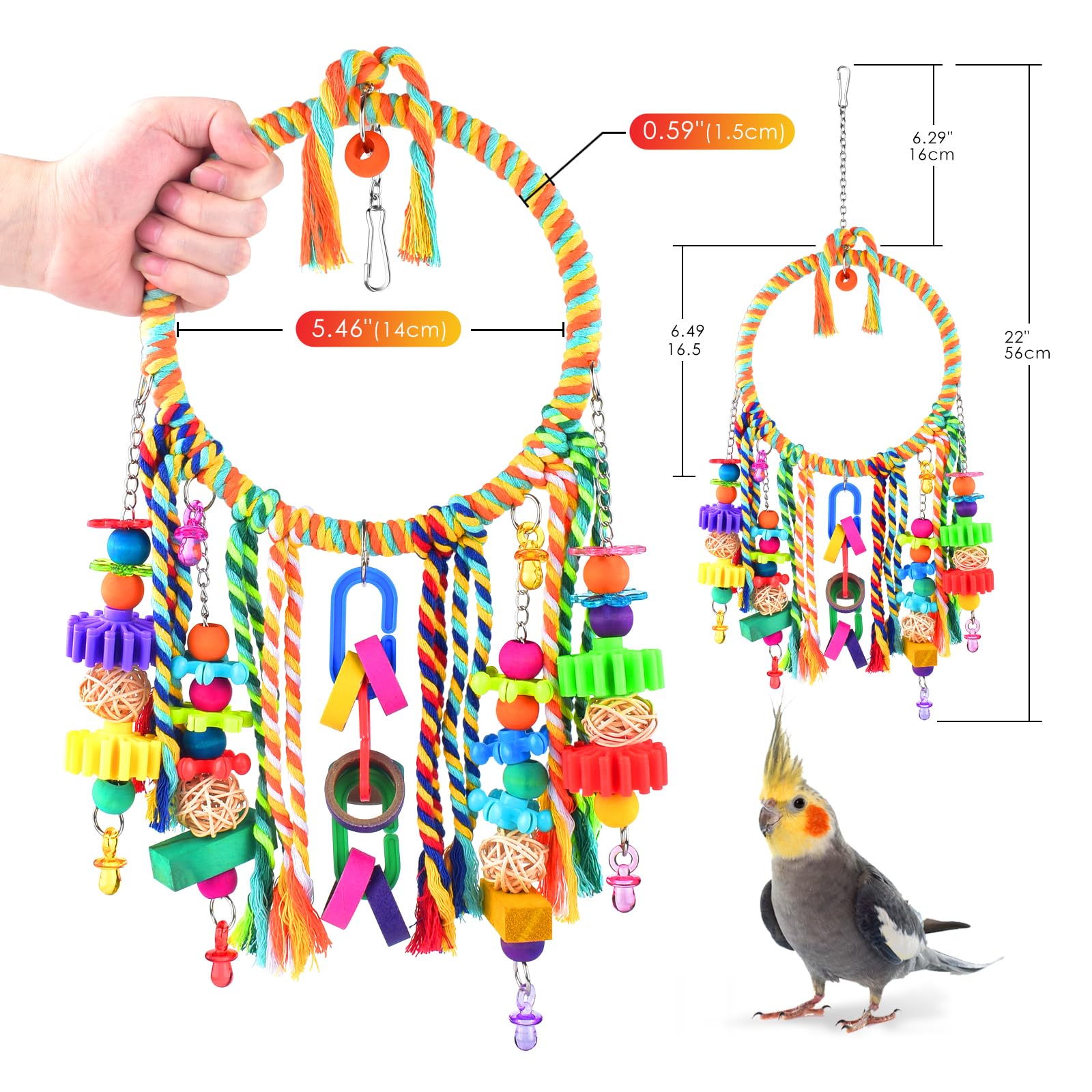 Katumo Bird Toys, Bird Swing Toy Bird Perch With Colorful Chewing Toys, Suitable For Lovebirds, Finches, Parakeets, Budgerigars, Conure Ect Small Birds